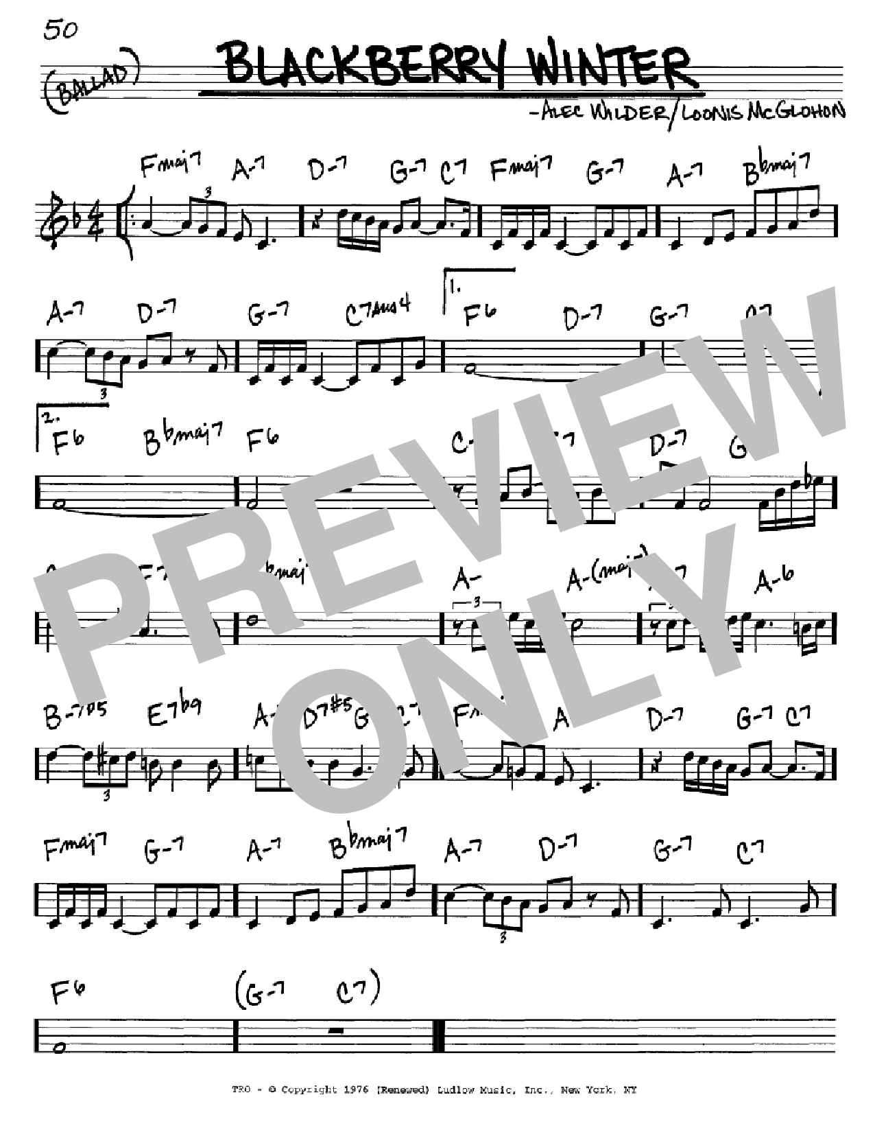 Learn to play Alec Wilder Blackberry Winter sheet music for Real Book – Melody & Chords – C Instruments in minutes. Price: 5.9900$ Alec Wilder Blackberry Winter sheet music notes and chords arranged for Real Book – Melody & Chords – C Instruments