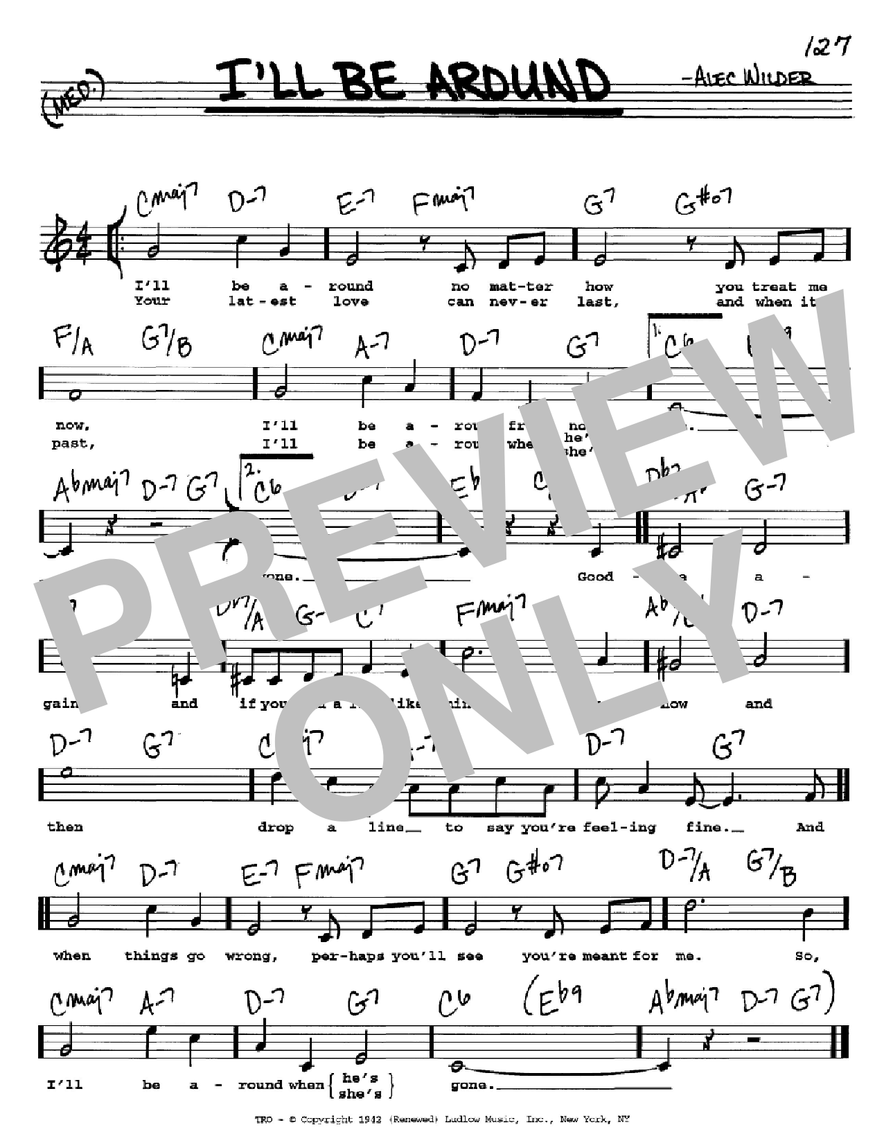 Alec Wilder I'll Be Around sheet music notes and chords. Download Printable PDF.