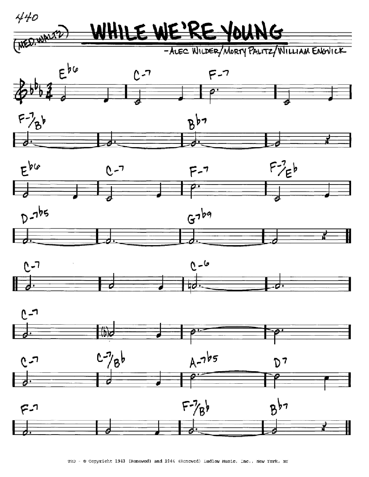 Alec Wilder While We're Young sheet music notes and chords arranged for Piano, Vocal & Guitar Chords (Right-Hand Melody)