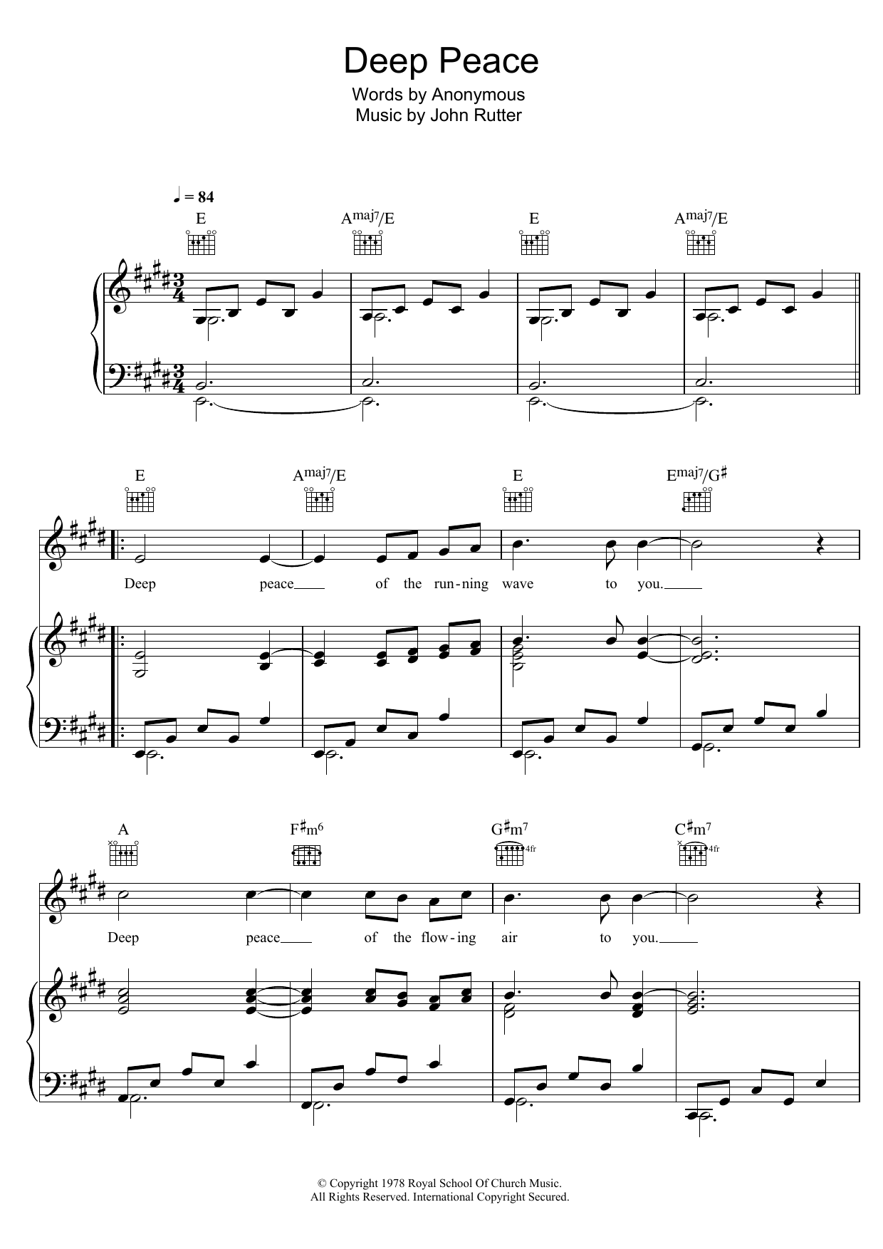 Aled Jones Deep Peace sheet music notes and chords. Download Printable PDF.