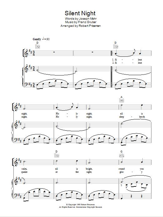 Aled Jones Silent Night sheet music notes and chords arranged for Piano, Vocal & Guitar Chords