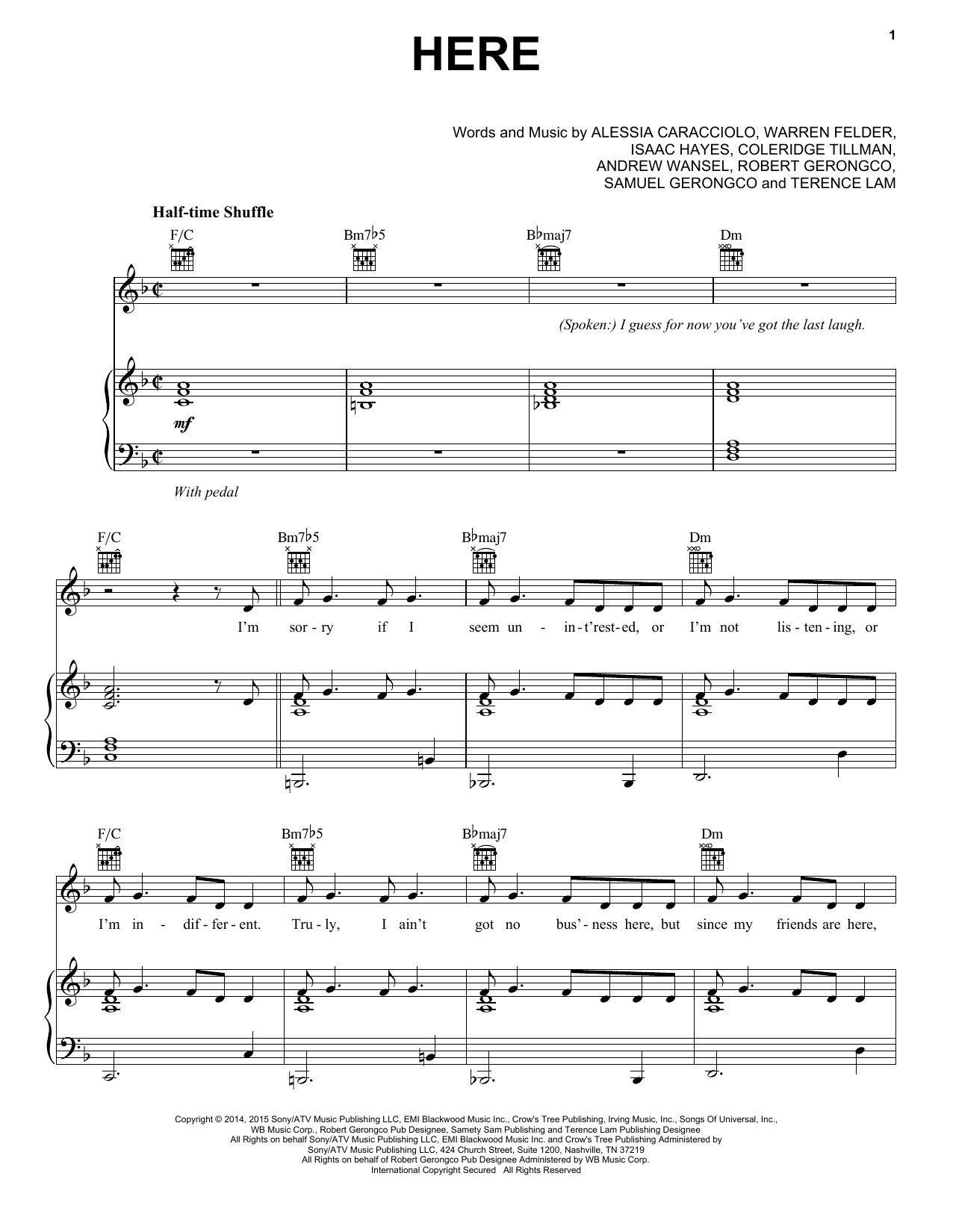 Alessia Cara Here sheet music notes and chords. Download Printable PDF.