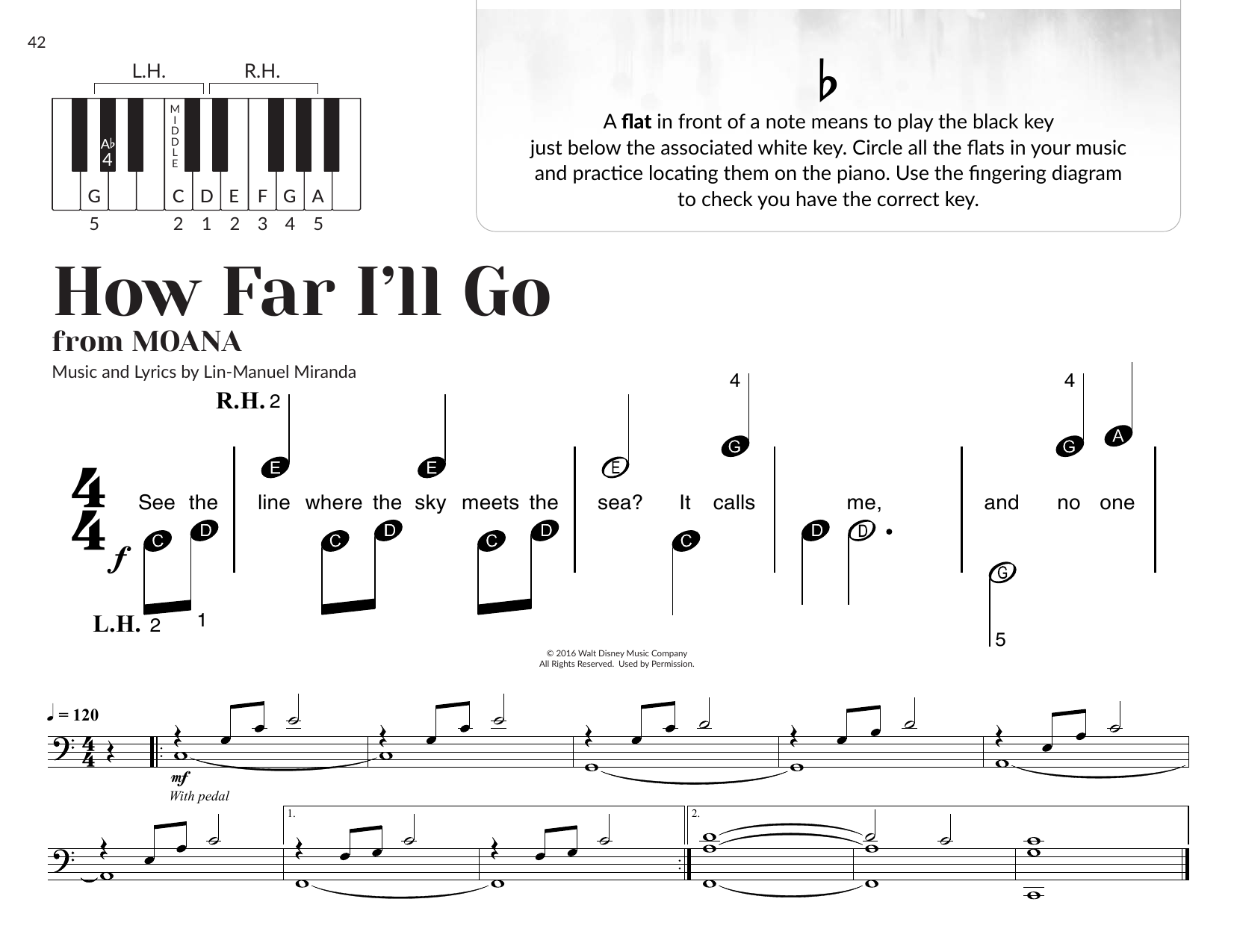 Alessia Cara How Far I'll Go (arr. Brittany McCorriston) sheet music notes and chords arranged for Very Beginner Piano