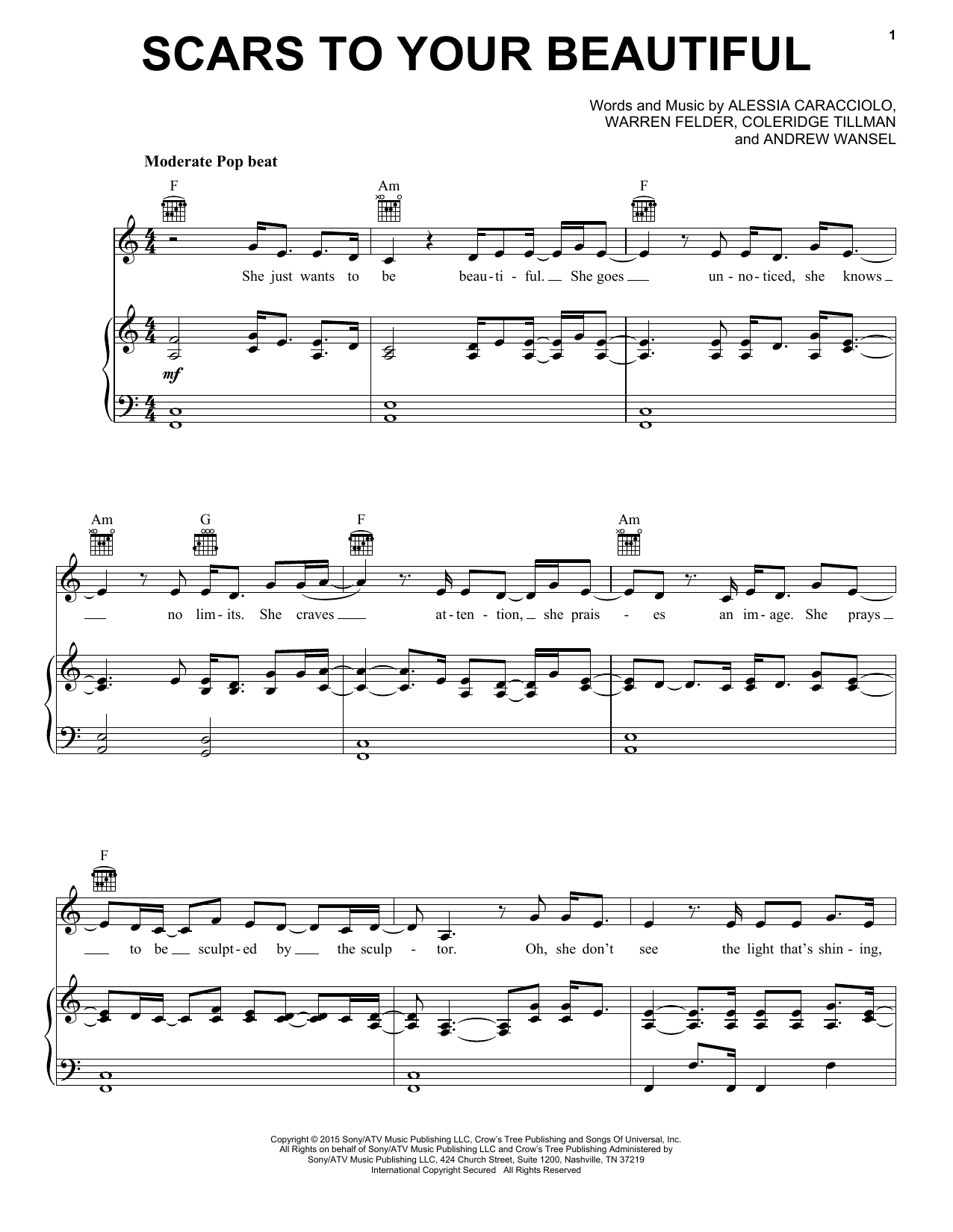 Alessia Cara Scars To Your Beautiful sheet music notes and chords arranged for Tenor Sax Solo