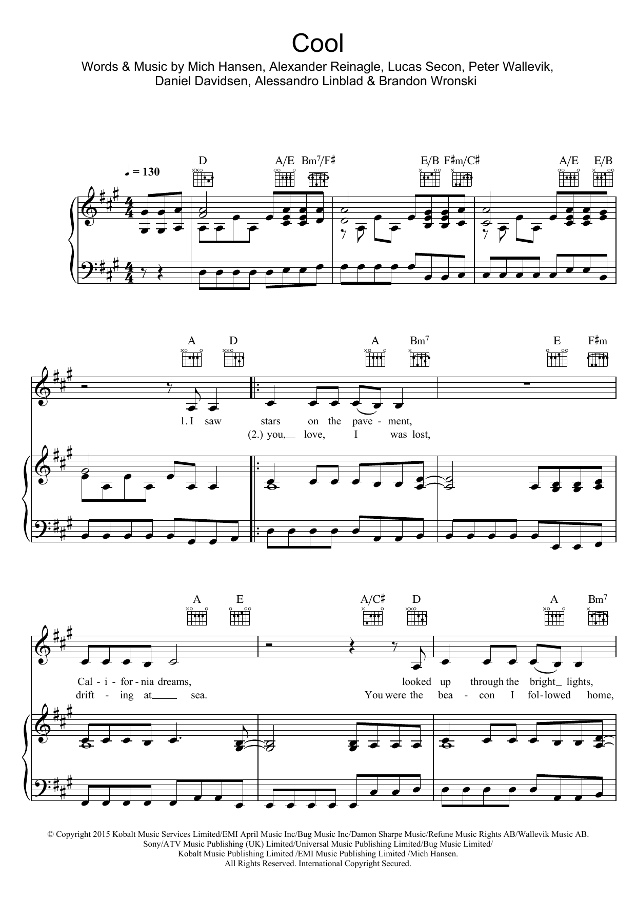 Learn to play Alesso Cool (feat. Roy English) sheet music for Piano, Vocal & Guitar Chords in minutes. Price: 7.8900$ Alesso Cool (feat. Roy English) sheet music notes and chords arranged for Piano, Vocal & Guitar Chords
