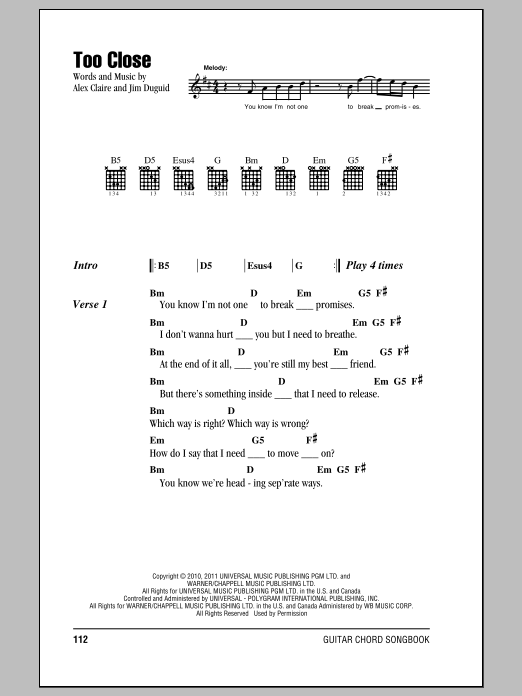 Alex Clare Too Close sheet music notes and chords. Download Printable PDF.