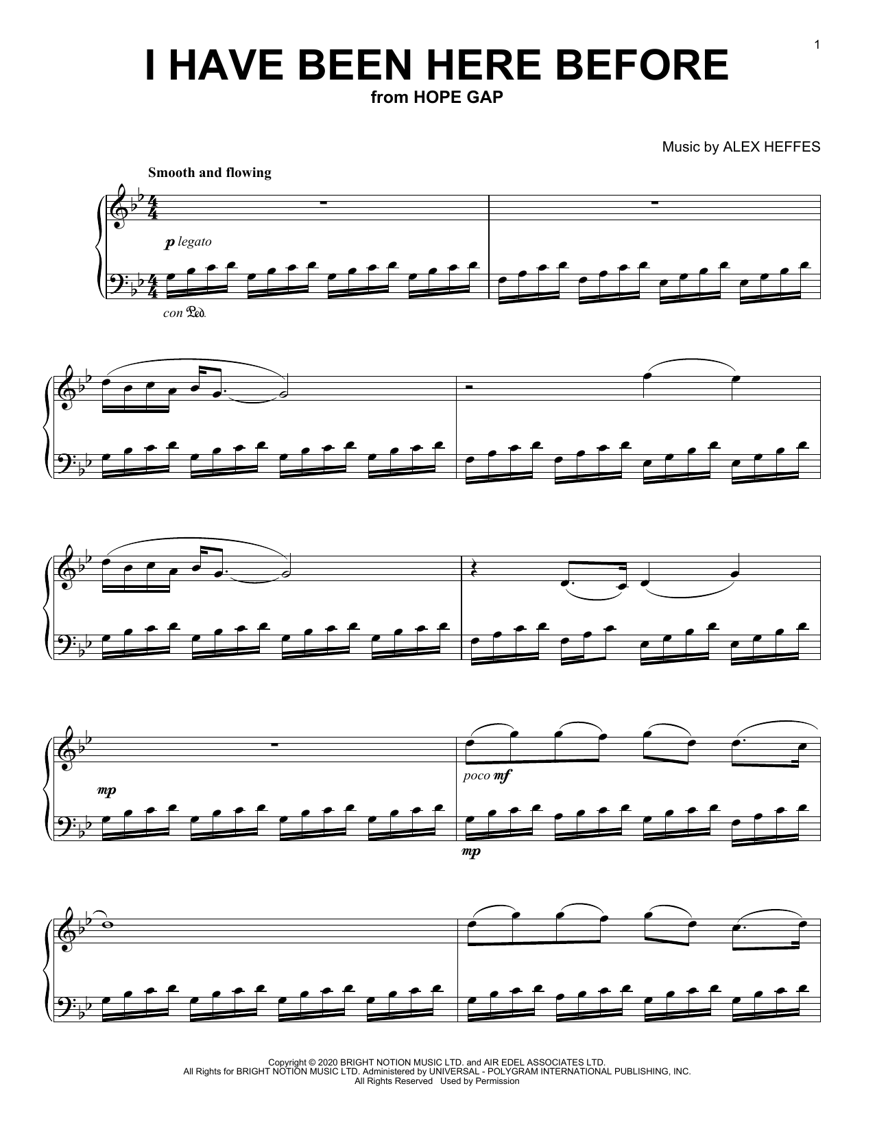 Alex Heffes I Have Been Here Before (from Hope Gap) sheet music notes and chords. Download Printable PDF.