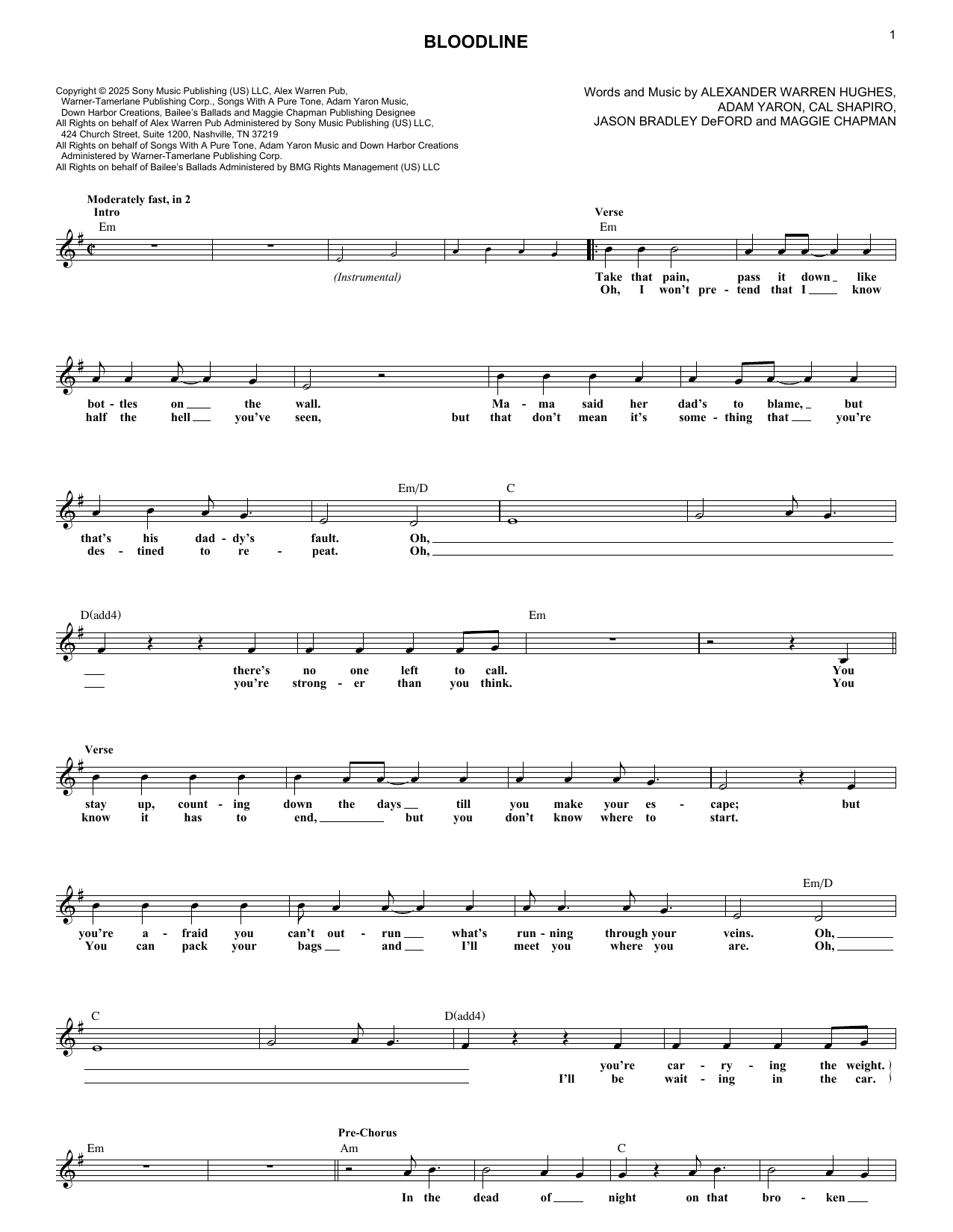 Learn to play Alex Warren Bloodline (with Jelly Roll) sheet music for Super Easy Piano in minutes. Price: 5.9900$ Alex Warren Bloodline (with Jelly Roll) sheet music notes and chords arranged for Super Easy Piano