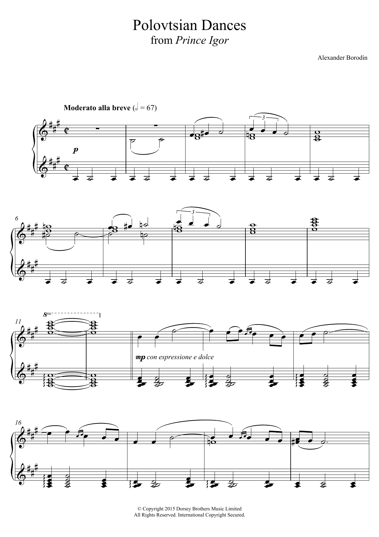 Alexander Borodin Polovtsian Dances sheet music notes and chords arranged for Piano Solo