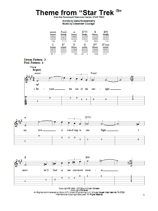 Gene Roddenberry Theme from Star Trek(R) sheet music notes and chords. Download Printable PDF.