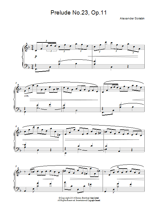 Learn to play Alexander Scriabin Prelude No.23, Op.11 sheet music for Piano Solo in minutes. Price: 7.8900$ Alexander Scriabin Prelude No.23, Op.11 sheet music notes and chords arranged for Piano Solo