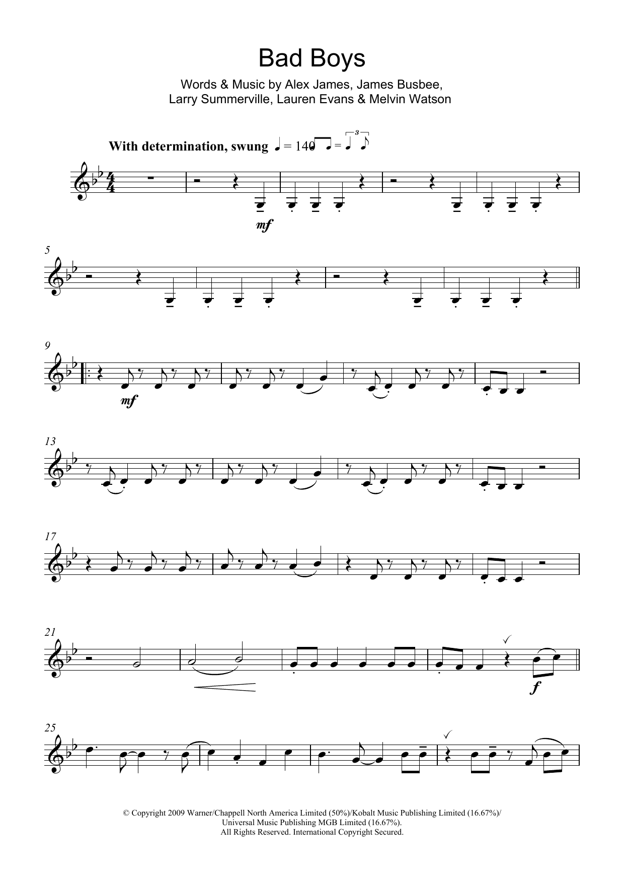 Alexandra Burke Bad Boys sheet music notes and chords. Download Printable PDF.