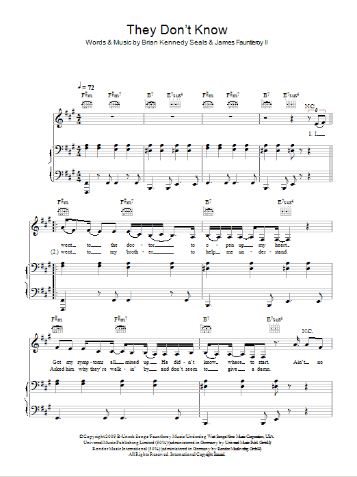 Alexandra Burke They Don't Know sheet music notes and chords arranged for Piano, Vocal & Guitar Chords