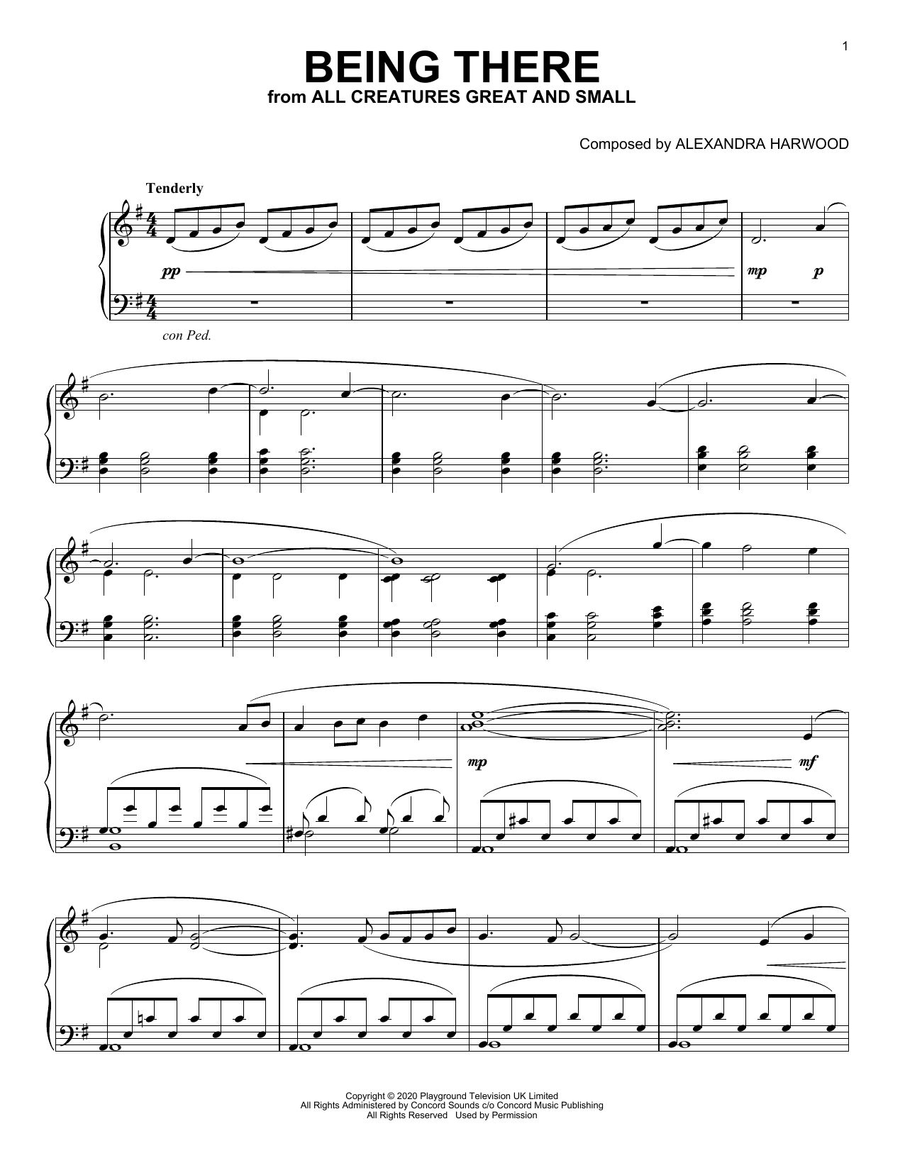 Alexandra Harwood Being There (from All Creatures Great And Small) sheet music notes and chords. Download Printable PDF.