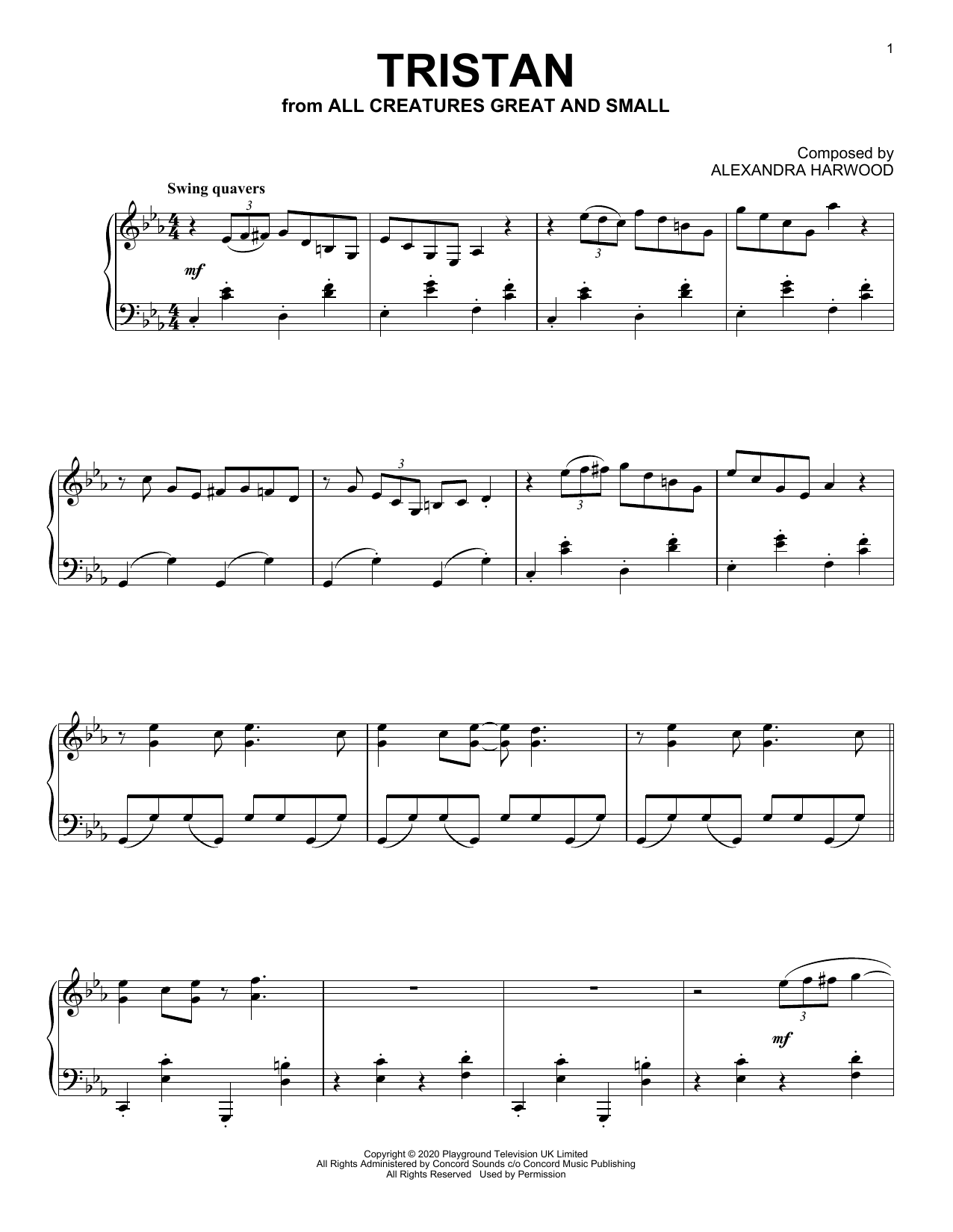 Alexandra Harwood Tristan (from All Creatures Great And Small) sheet music notes and chords. Download Printable PDF.