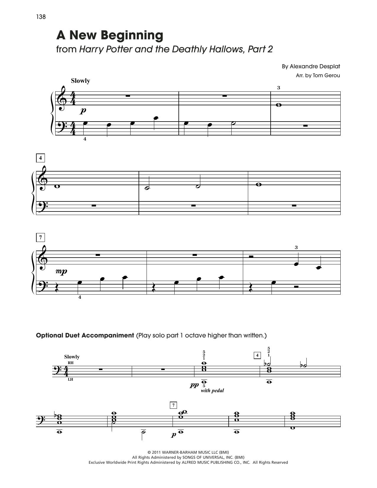 Alexandre Desplat A New Beginning (from Harry Potter) (arr. Tom Gerou) sheet music notes and chords. Download Printable PDF.