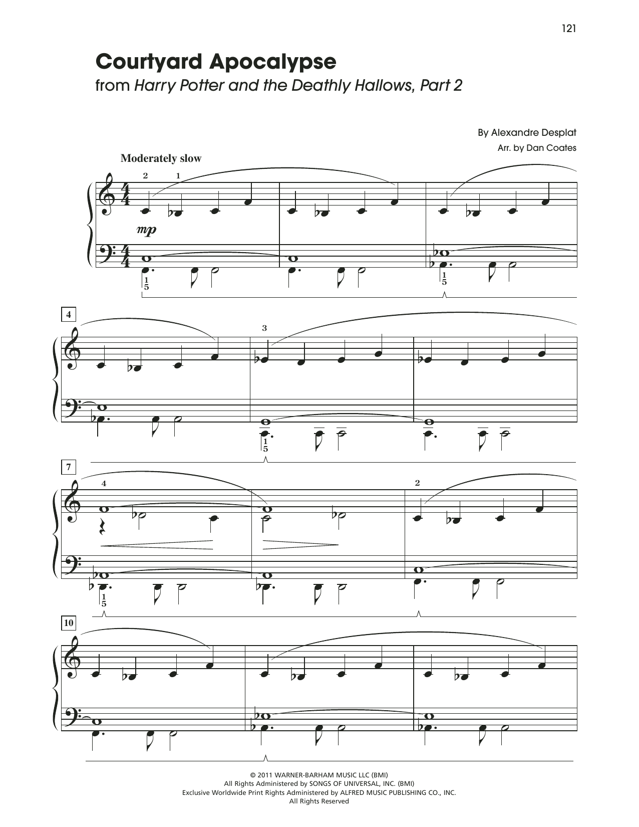 Alexandre Desplat Courtyard Apocalypse (from Harry Potter) sheet music notes and chords. Download Printable PDF.