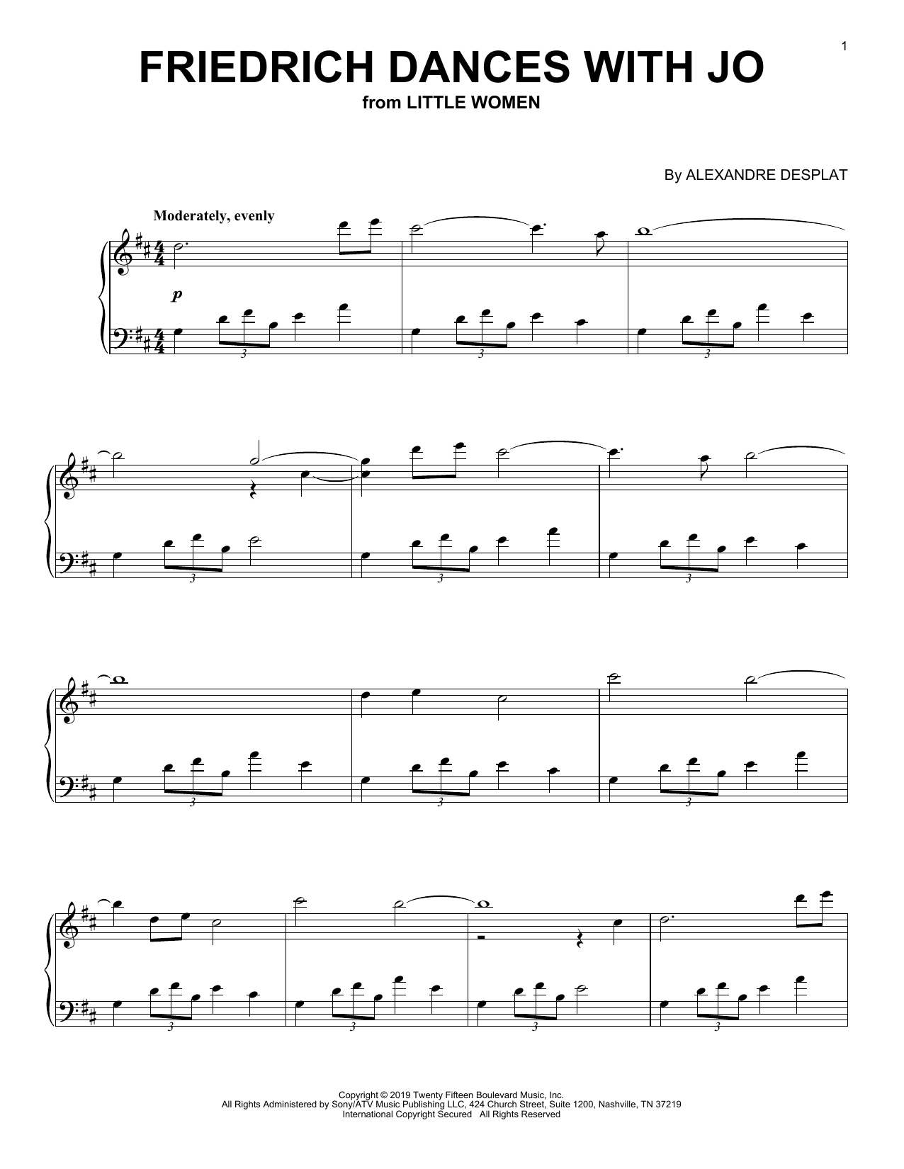 Learn to play Alexandre Desplat Friederich Dances With Jo (from the Motion Picture Little Women) sheet music for Piano Solo in minutes. Price: 7.8900$ Alexandre Desplat Friederich Dances With Jo (from the Motion Picture Little Women) sheet music notes and chords arranged for Piano Solo