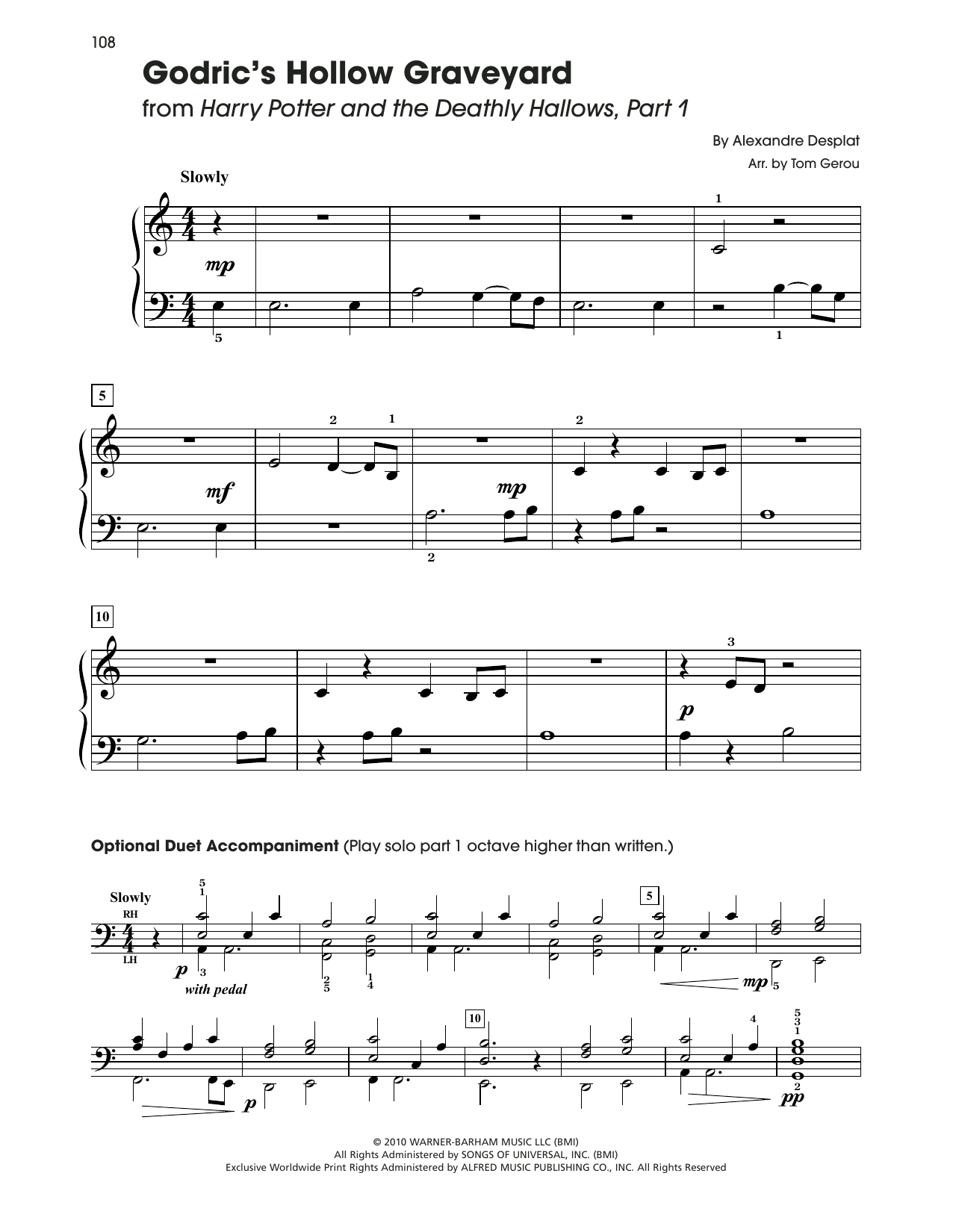 Alexandre Desplat Godric's Hollow Graveyard (from Harry Potter) (arr. Tom Gerou) sheet music notes and chords. Download Printable PDF.