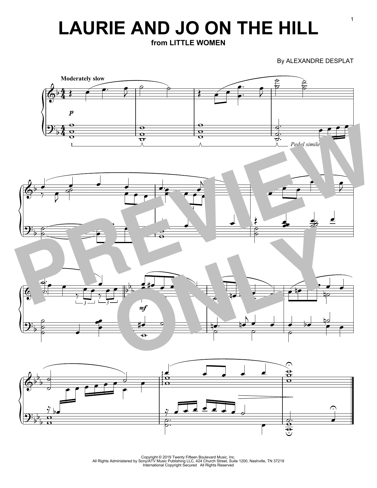 Learn to play Alexandre Desplat Laurie And Jo On The Hill (from the Motion Picture Little Women) sheet music for Piano Solo in minutes. Price: 7.8900$ Alexandre Desplat Laurie And Jo On The Hill (from the Motion Picture Little Women) sheet music notes and chords arranged for Piano Solo
