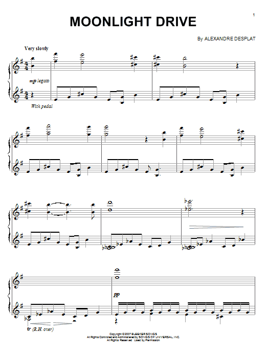 Learn to play Alexandre Desplat Moonlight Drive sheet music for Piano Solo in minutes. Price: 7.8900$ Alexandre Desplat Moonlight Drive sheet music notes and chords arranged for Piano Solo