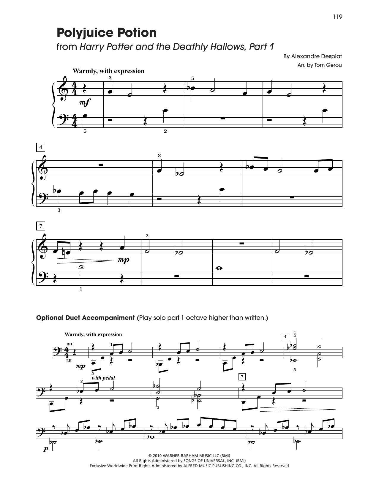 Alexandre Desplat Polyjuice Potion (from Harry Potter) (arr. Tom Gerou) sheet music notes and chords. Download Printable PDF.