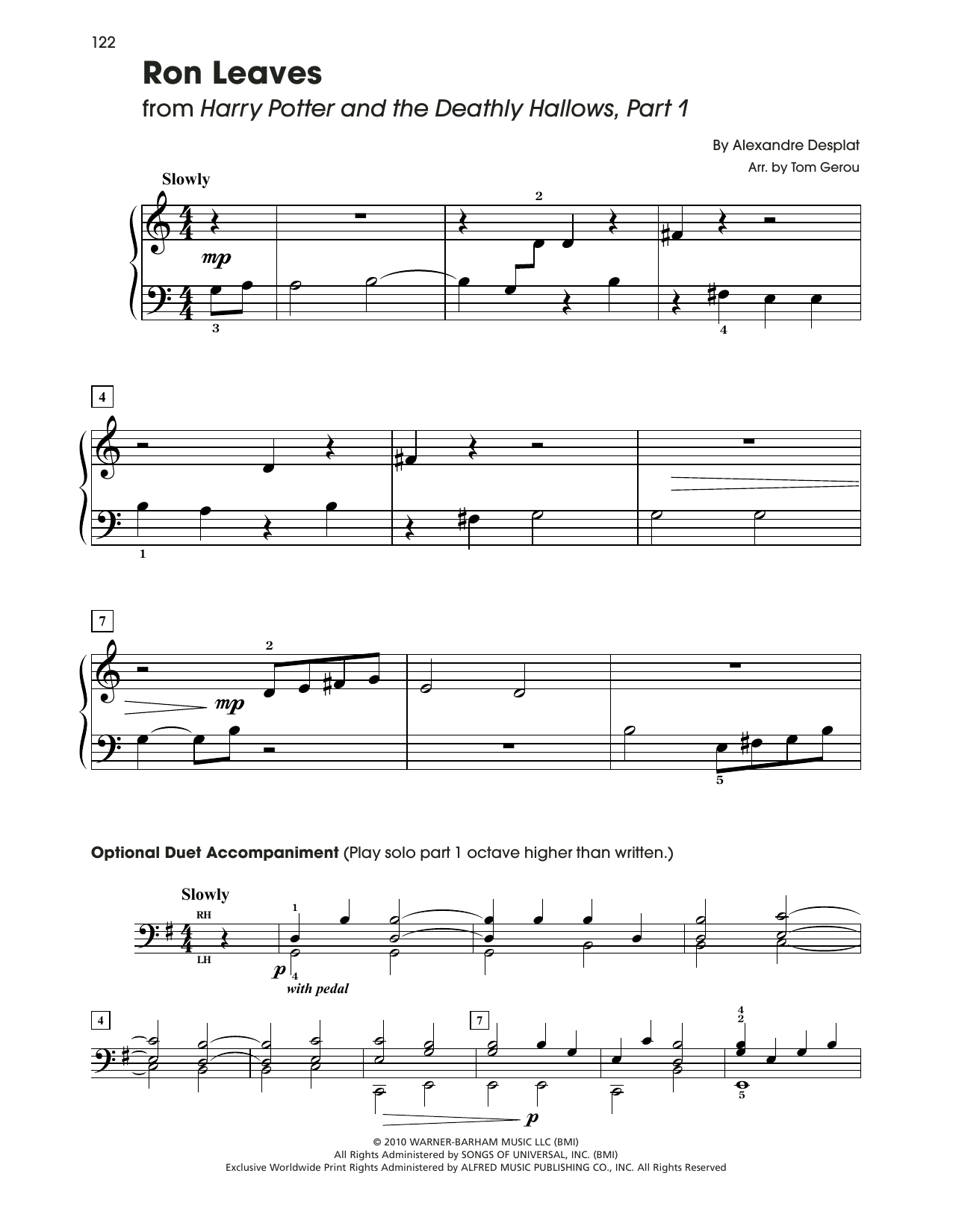 Alexandre Desplat Ron Leaves (from Harry Potter) (arr. Tom Gerou) sheet music notes and chords. Download Printable PDF.