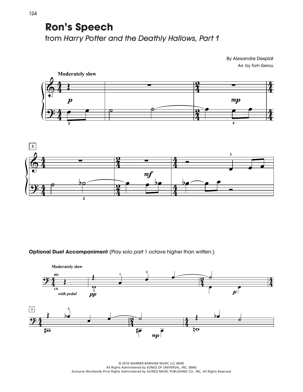 Alexandre Desplat Ron's Speech (from Harry Potter) (arr. Tom Gerou) sheet music notes and chords. Download Printable PDF.