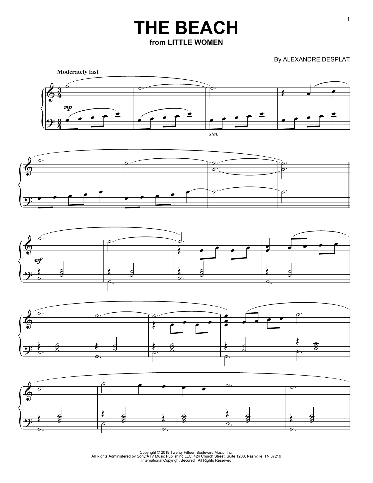 Alexandre Desplat The Beach (from the Motion Picture Little Women) sheet music notes and chords. Download Printable PDF.