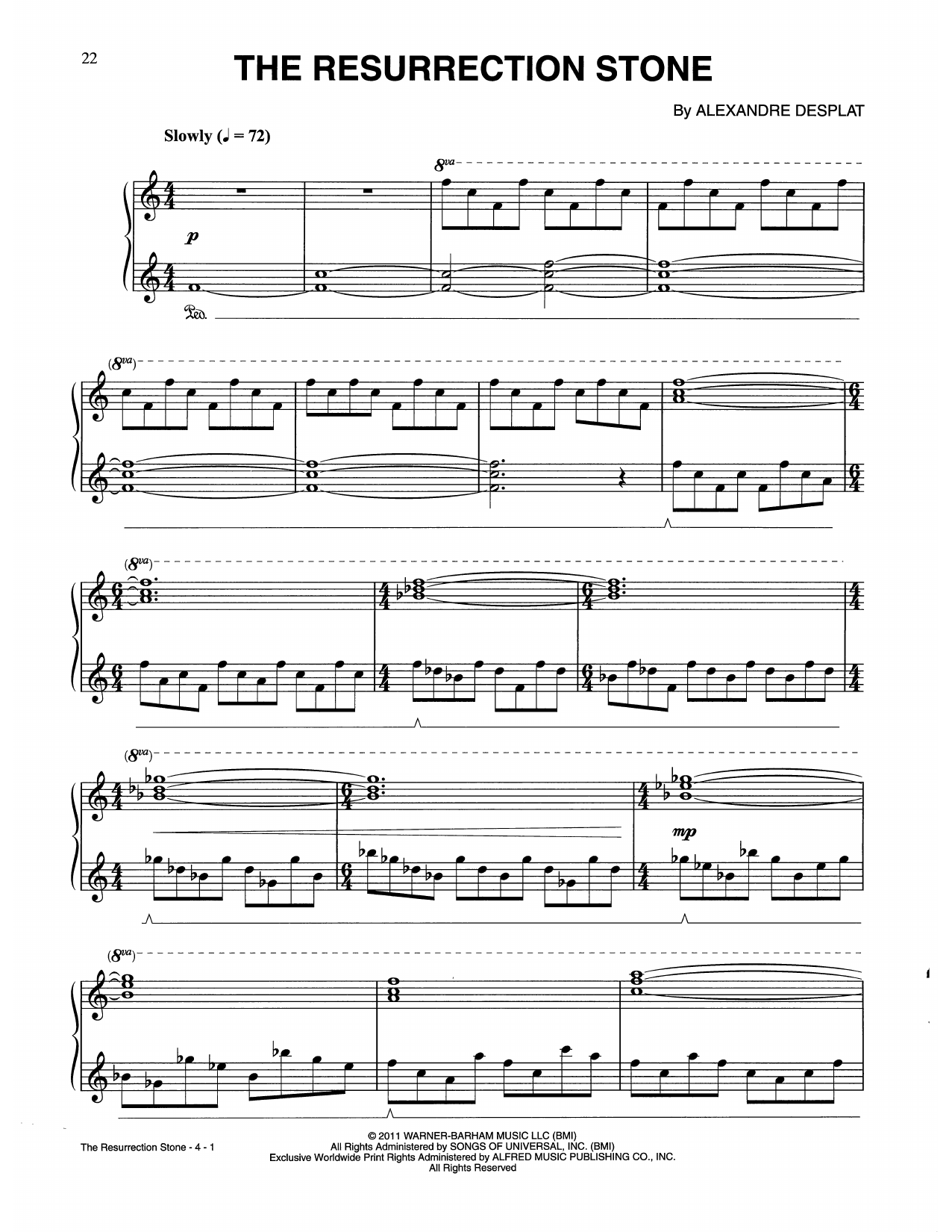 Alexandre Desplat The Resurrection Stone (from Harry Potter) sheet music notes and chords. Download Printable PDF.