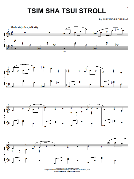 Learn to play Alexandre Desplat Tsim Sha Tsui Stroll sheet music for Piano Solo in minutes. Price: 7.8900$ Alexandre Desplat Tsim Sha Tsui Stroll sheet music notes and chords arranged for Piano Solo