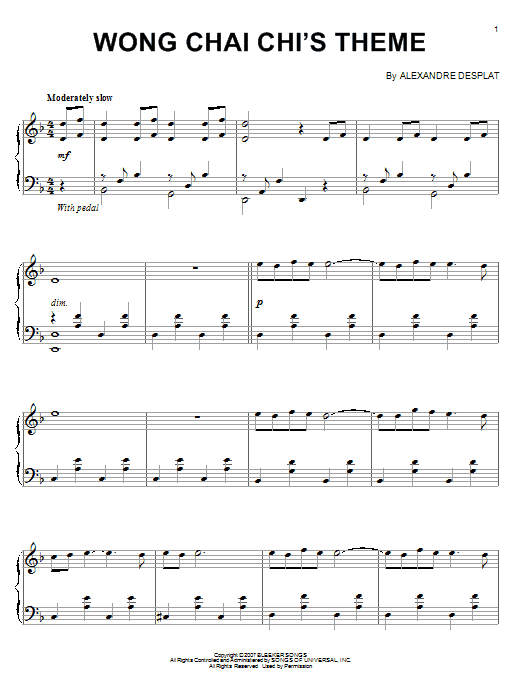 Learn to play Alexandre Desplat Wong Chia Chi's Theme sheet music for Piano Solo in minutes. Price: 7.8900$ Alexandre Desplat Wong Chia Chi's Theme sheet music notes and chords arranged for Piano Solo