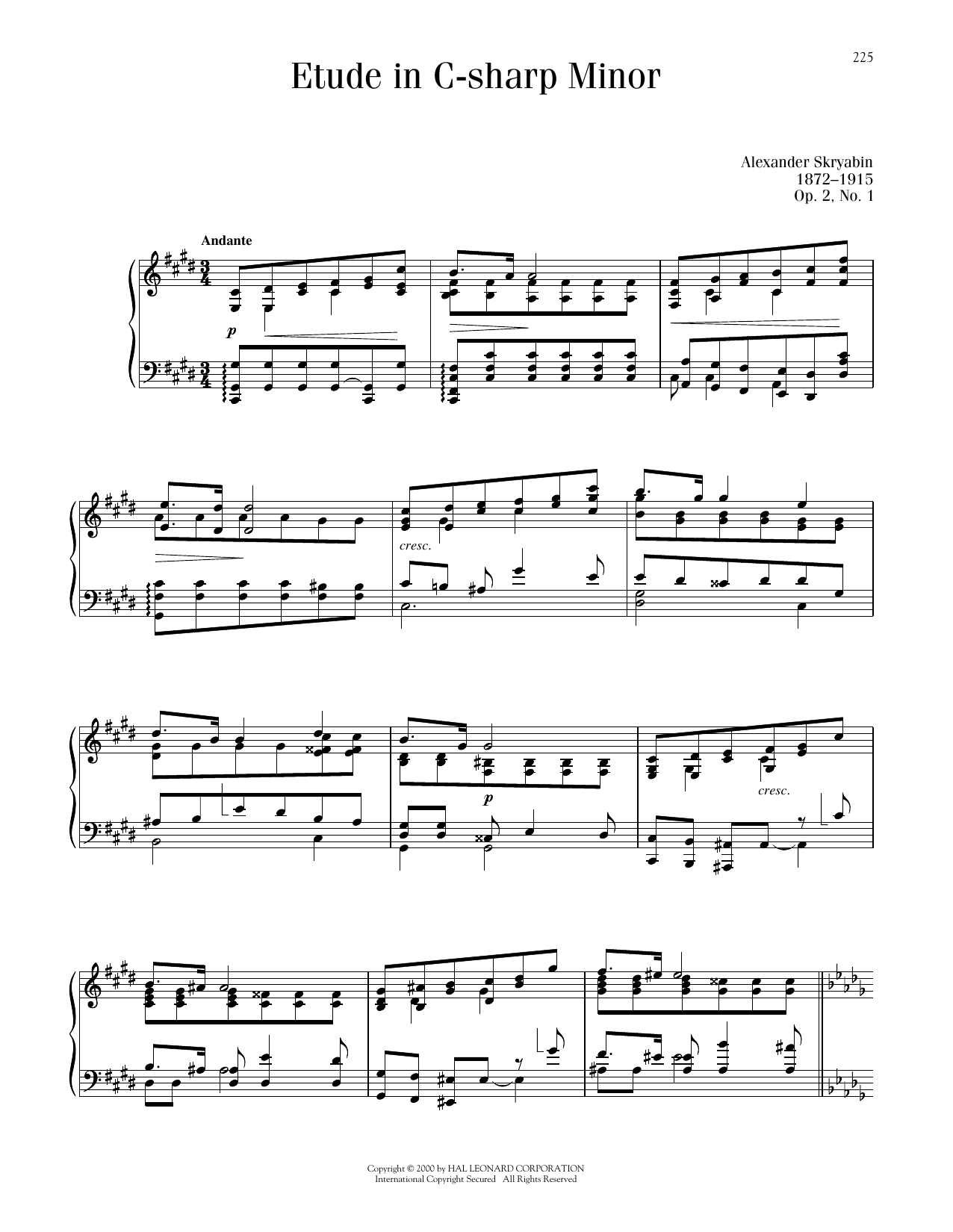 Alexandre Scriabin Etude In C# Minor, Op. 2, No. 1 sheet music notes and chords. Download Printable PDF.