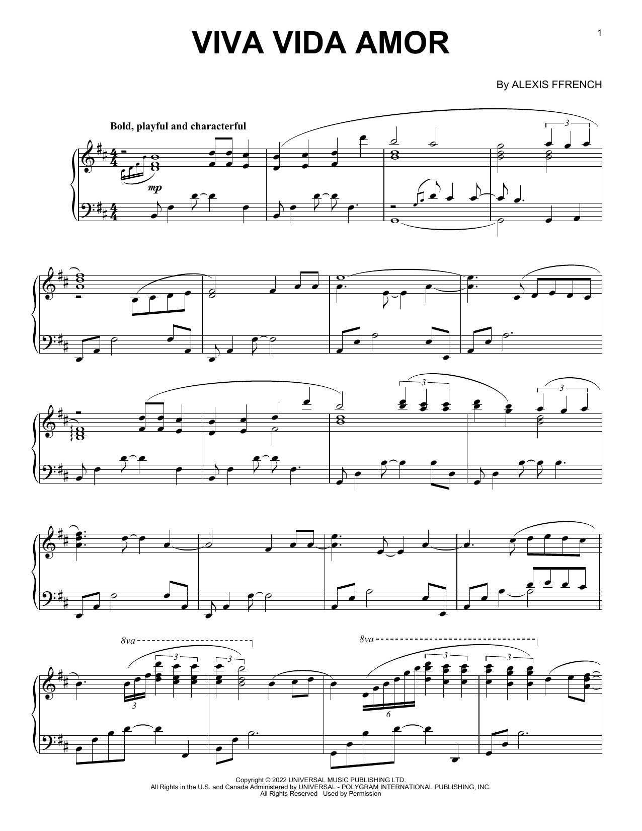 Learn to play Alexis Ffrench Viva Vida Amor (feat. Jin Oki) sheet music for Piano Solo in minutes. Price: 7.8900$ Alexis Ffrench Viva Vida Amor (feat. Jin Oki) sheet music notes and chords arranged for Piano Solo