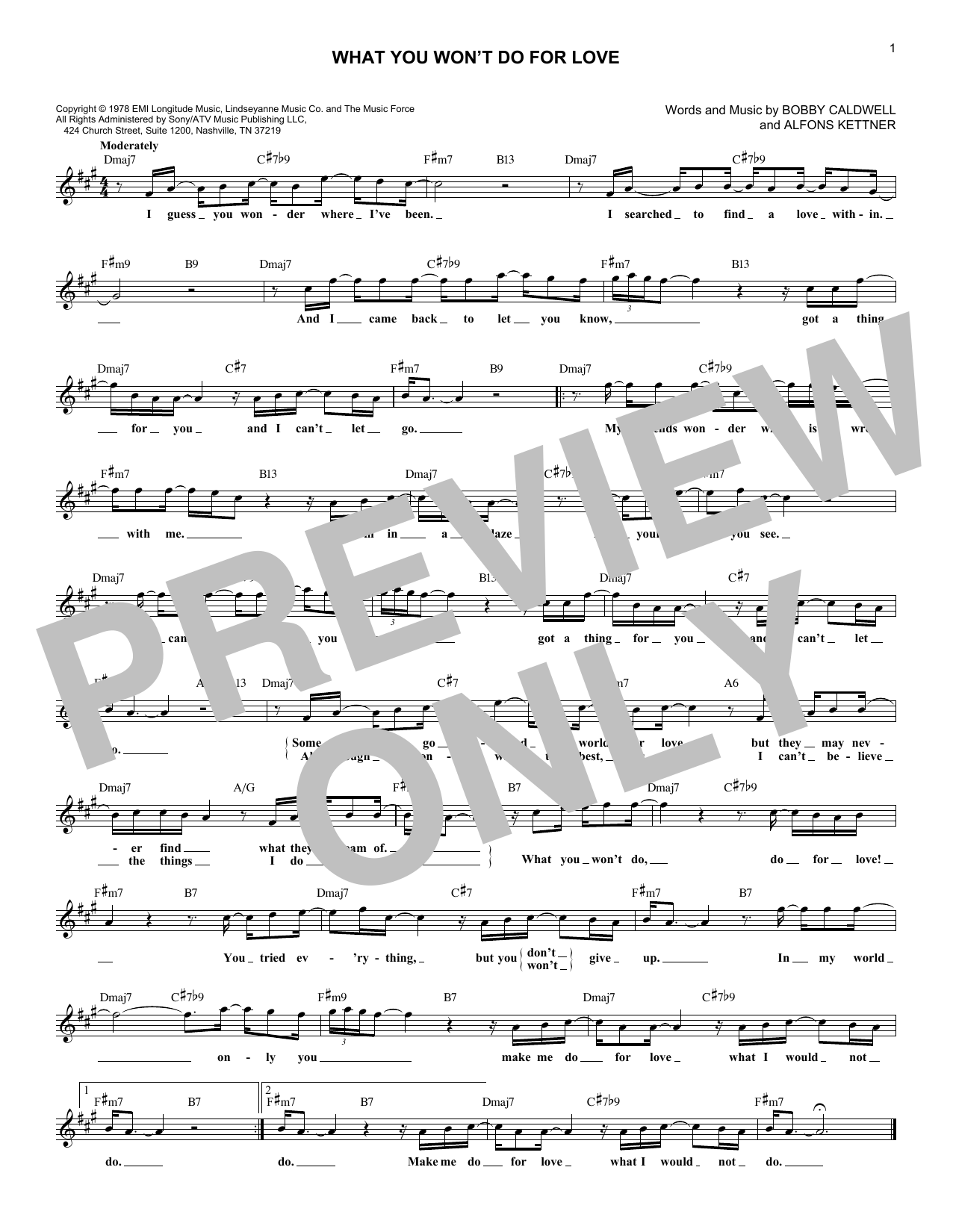 Bobby Caldwell What You Won't Do For Love sheet music notes and chords. Download Printable PDF.