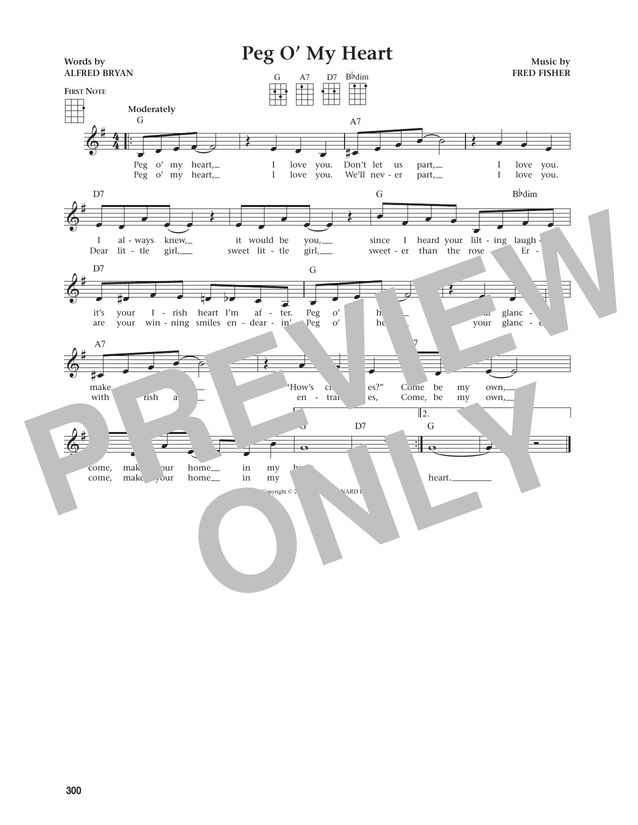 Alfred Bryan Peg O' My Heart (from The Daily Ukulele) (arr. Jim Beloff) sheet music notes and chords. Download Printable PDF.