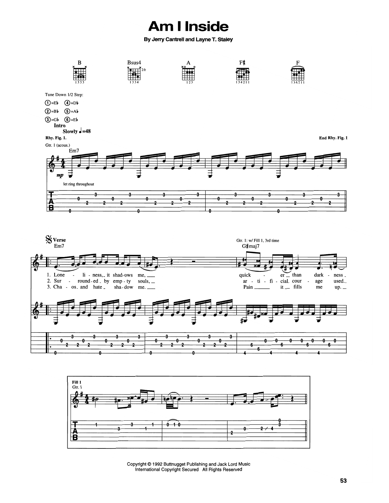 Learn to play Alice In Chains Am I Inside sheet music for Guitar Tab in minutes. Price: 7.8900$ Alice In Chains Am I Inside sheet music notes and chords arranged for Guitar Tab