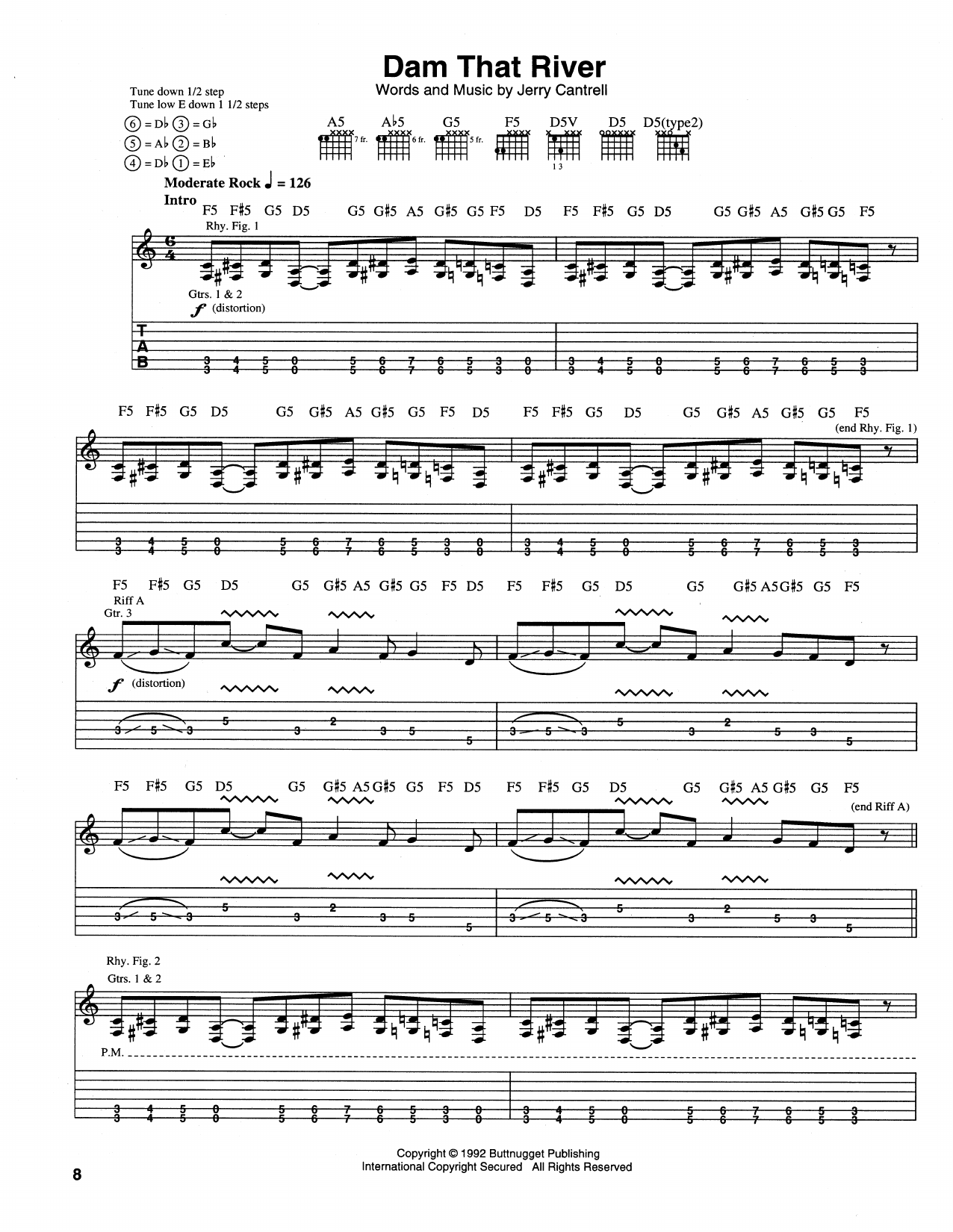 Learn to play Alice In Chains Dam That River sheet music for Guitar Tab in minutes. Price: 7.8900$ Alice In Chains Dam That River sheet music notes and chords arranged for Guitar Tab