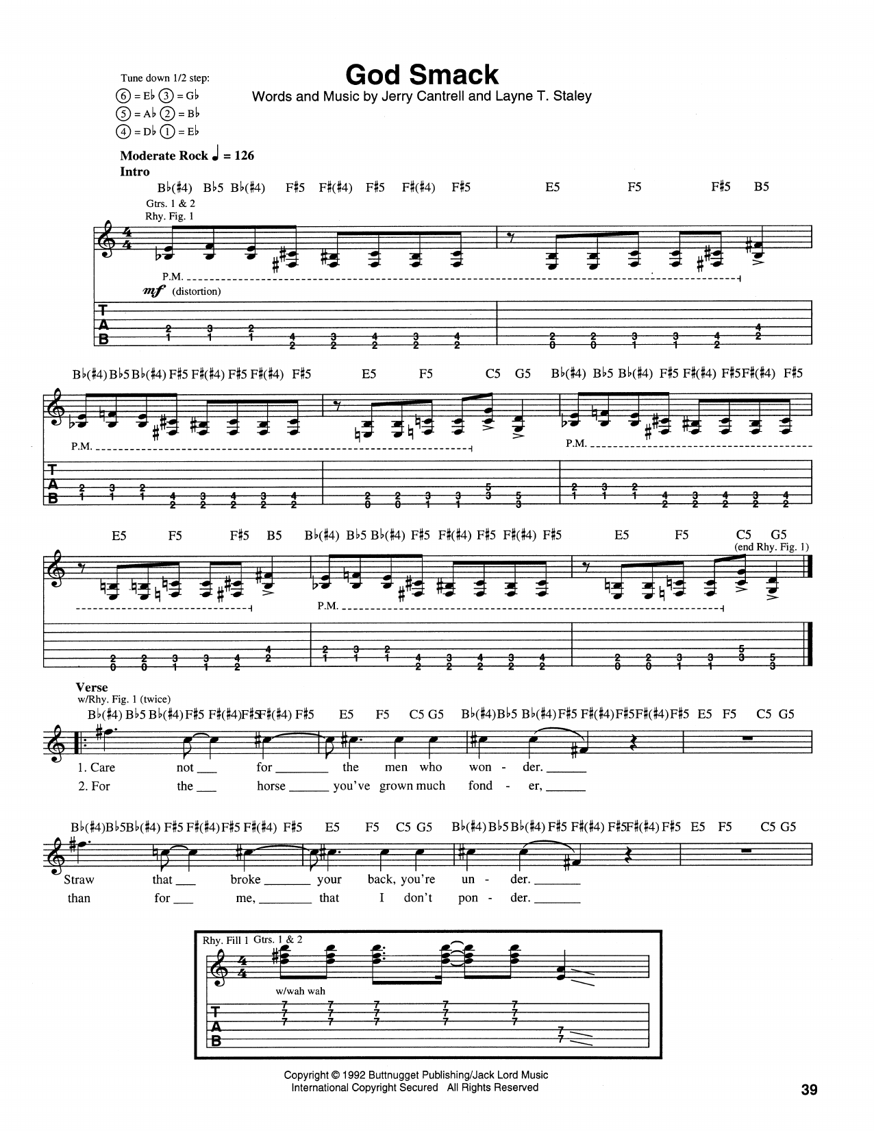 Learn to play Alice In Chains God Smack sheet music for Guitar Tab in minutes. Price: 7.8900$ Alice In Chains God Smack sheet music notes and chords arranged for Guitar Tab