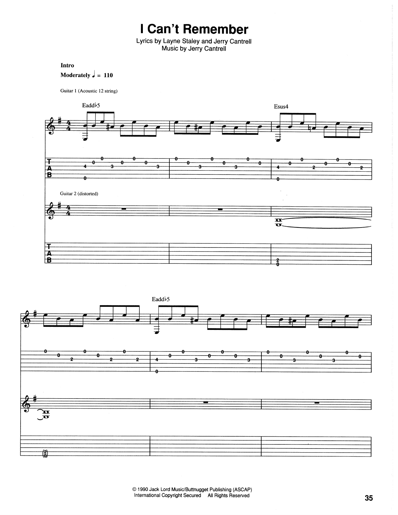 Learn to play Alice In Chains I Can't Remember sheet music for Guitar Tab in minutes. Price: 7.8900$ Alice In Chains I Can't Remember sheet music notes and chords arranged for Guitar Tab