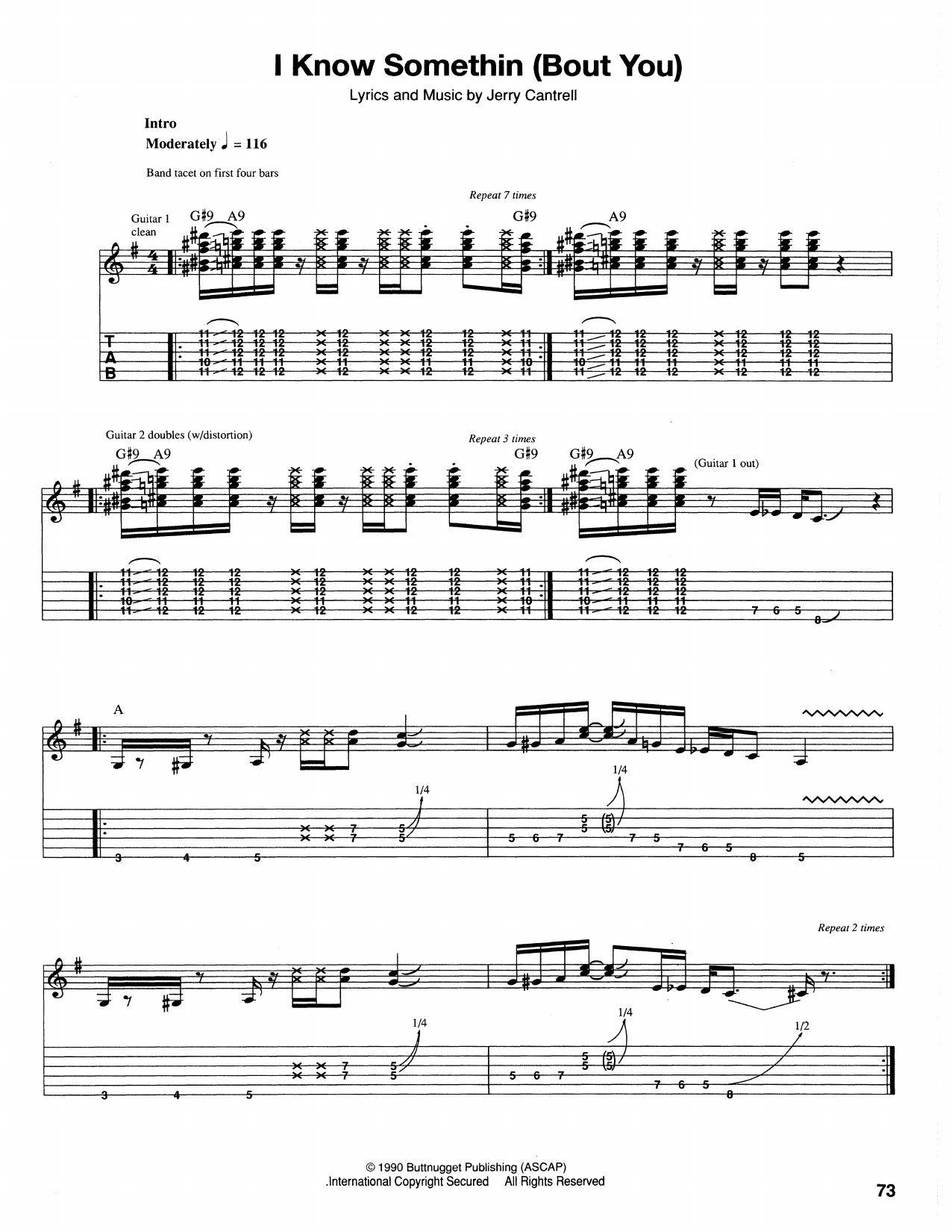 Learn to play Alice In Chains I Know Somethin' (Bout You) sheet music for Guitar Tab in minutes. Price: 7.8900$ Alice In Chains I Know Somethin' (Bout You) sheet music notes and chords arranged for Guitar Tab