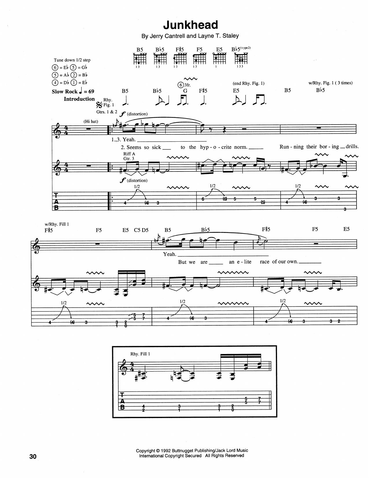 Learn to play Alice In Chains Junkhead sheet music for Guitar Tab in minutes. Price: 7.8900$ Alice In Chains Junkhead sheet music notes and chords arranged for Guitar Tab
