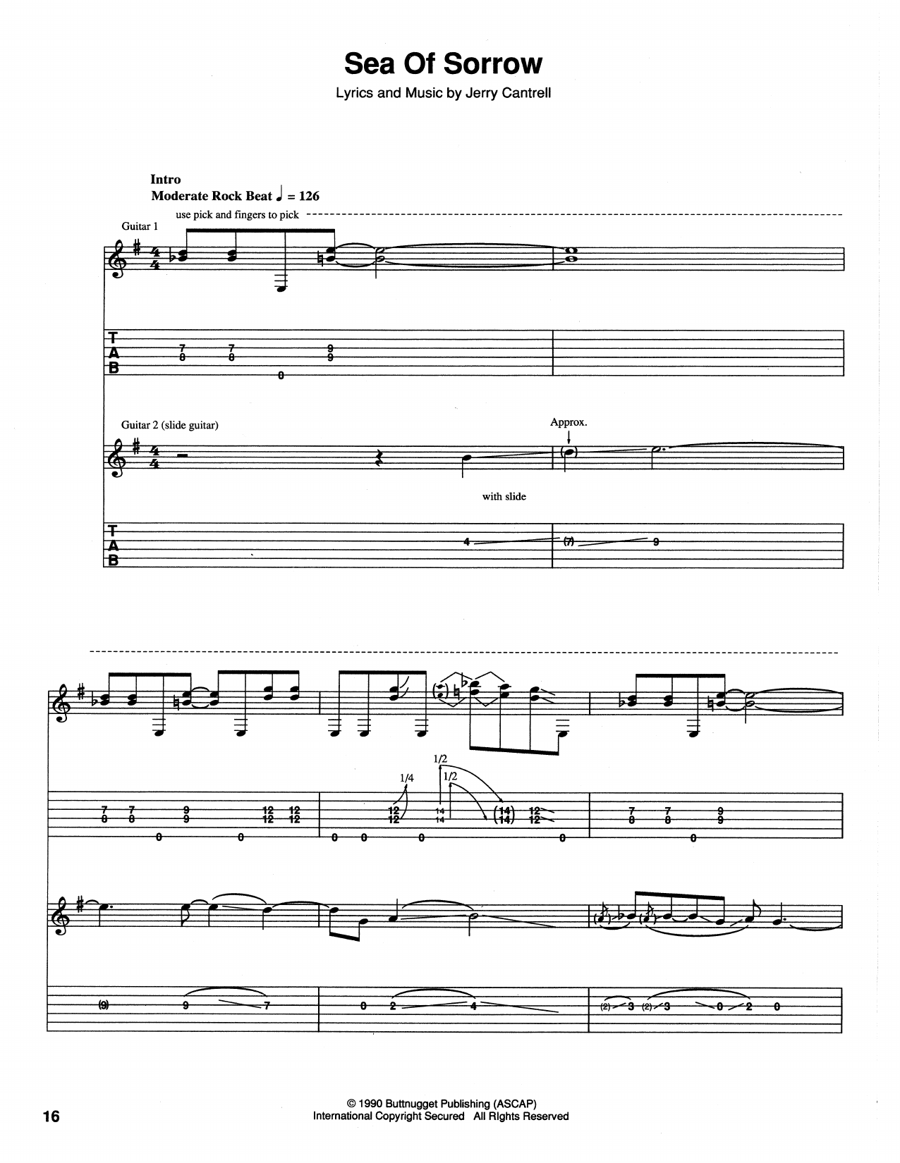 Learn to play Alice In Chains Sea Of Sorrow sheet music for Guitar Tab in minutes. Price: 7.8900$ Alice In Chains Sea Of Sorrow sheet music notes and chords arranged for Guitar Tab