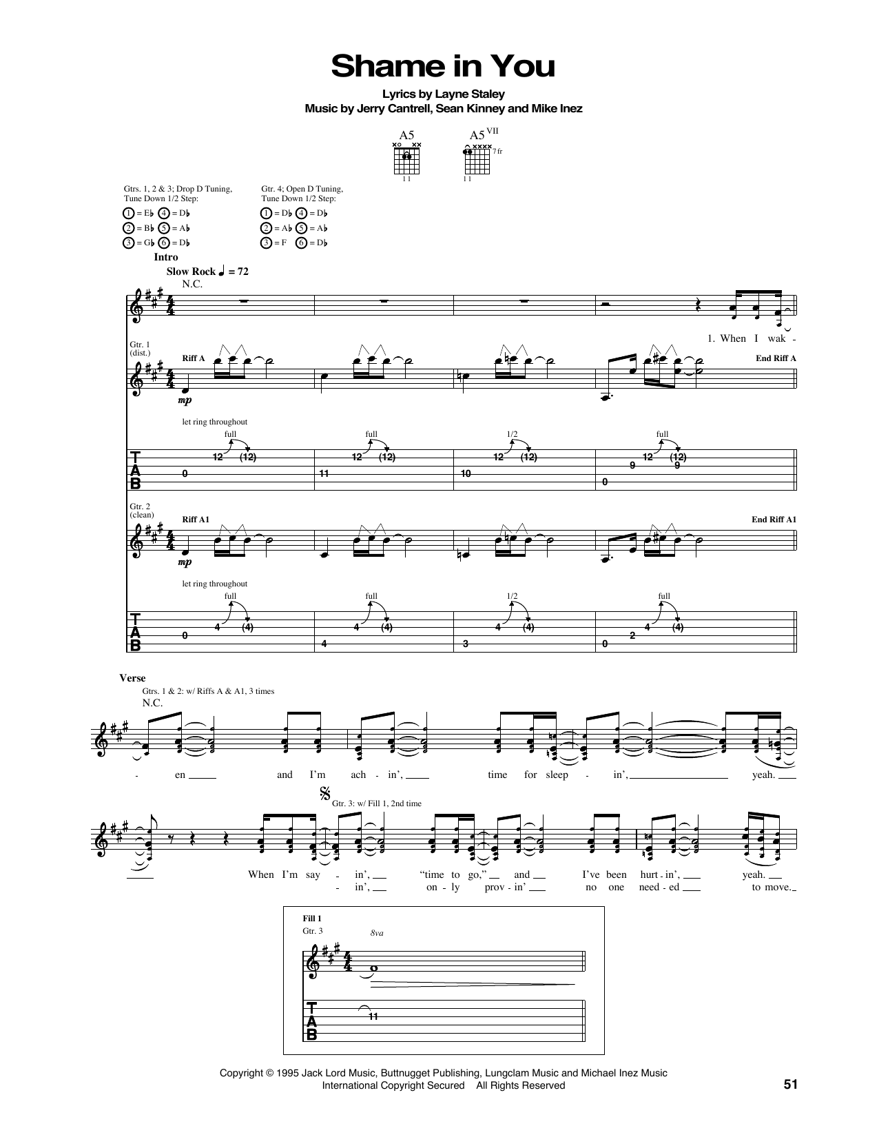 Learn to play Alice In Chains Shame In You sheet music for Guitar Tab in minutes. Price: 7.8900$ Alice In Chains Shame In You sheet music notes and chords arranged for Guitar Tab