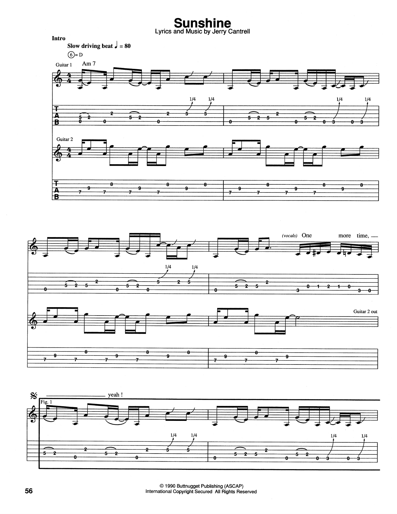 Learn to play Alice In Chains Sunshine sheet music for Guitar Tab in minutes. Price: 7.8900$ Alice In Chains Sunshine sheet music notes and chords arranged for Guitar Tab