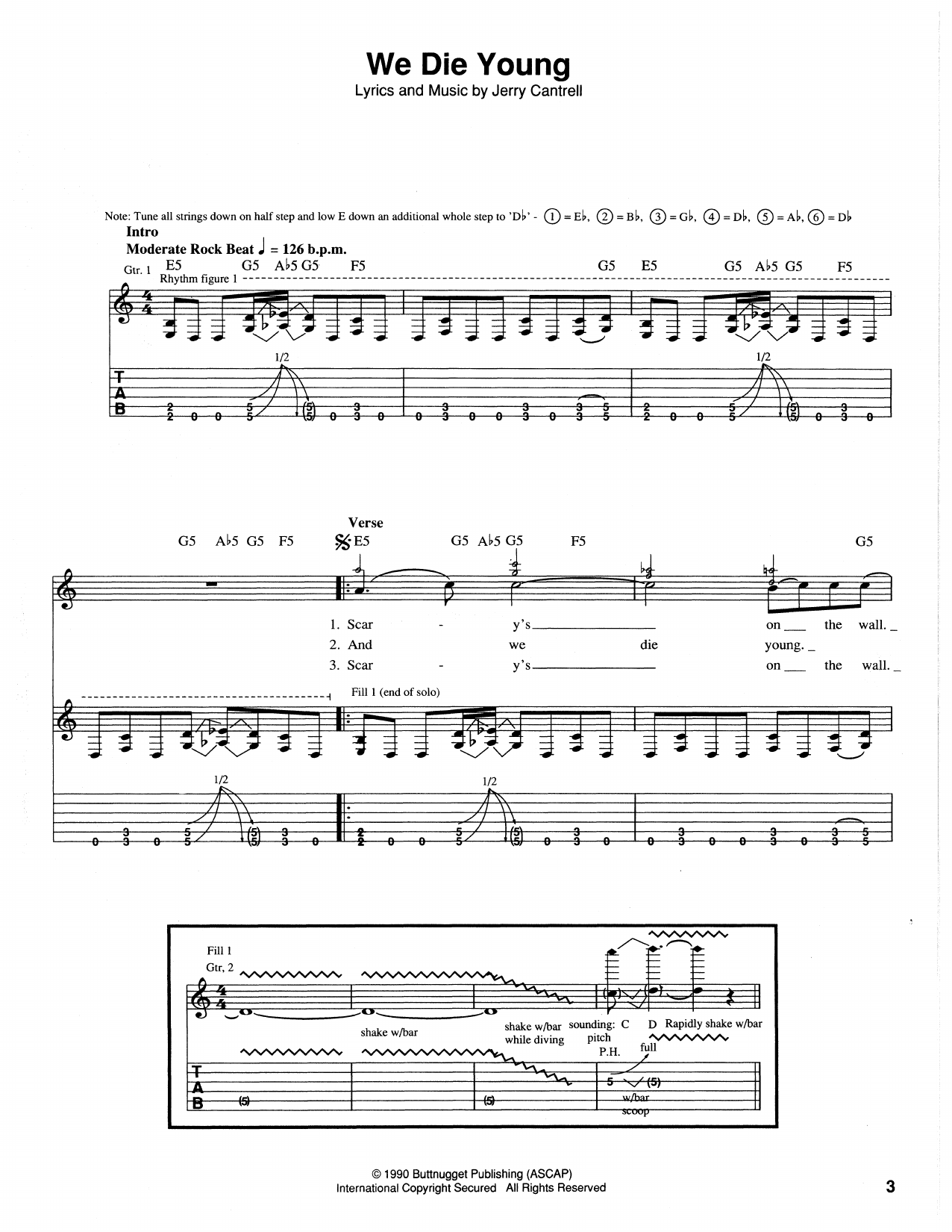 Alice In Chains We Die Young sheet music notes and chords. Download Printable PDF.