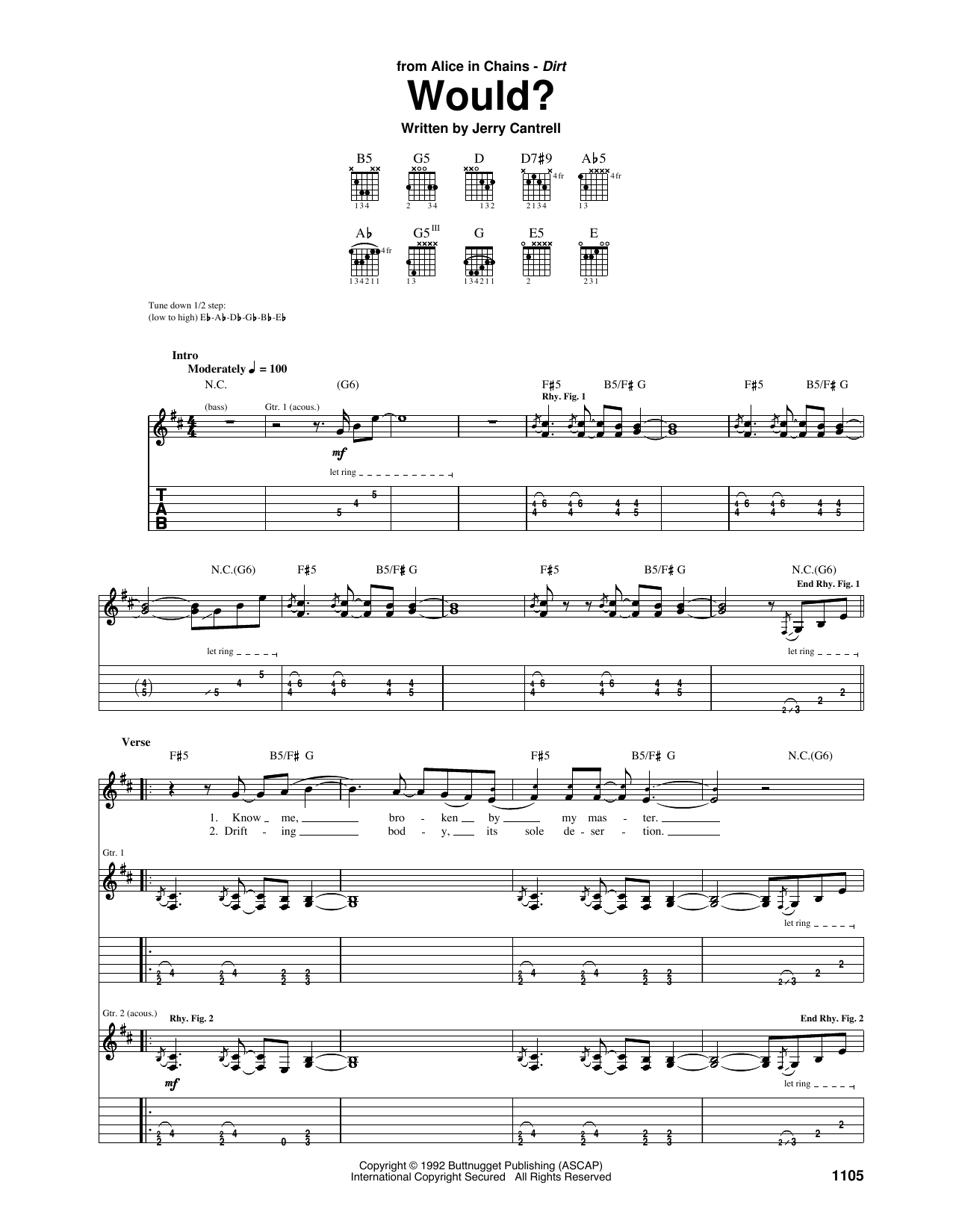 Alice In Chains Would? sheet music notes and chords. Download Printable PDF.