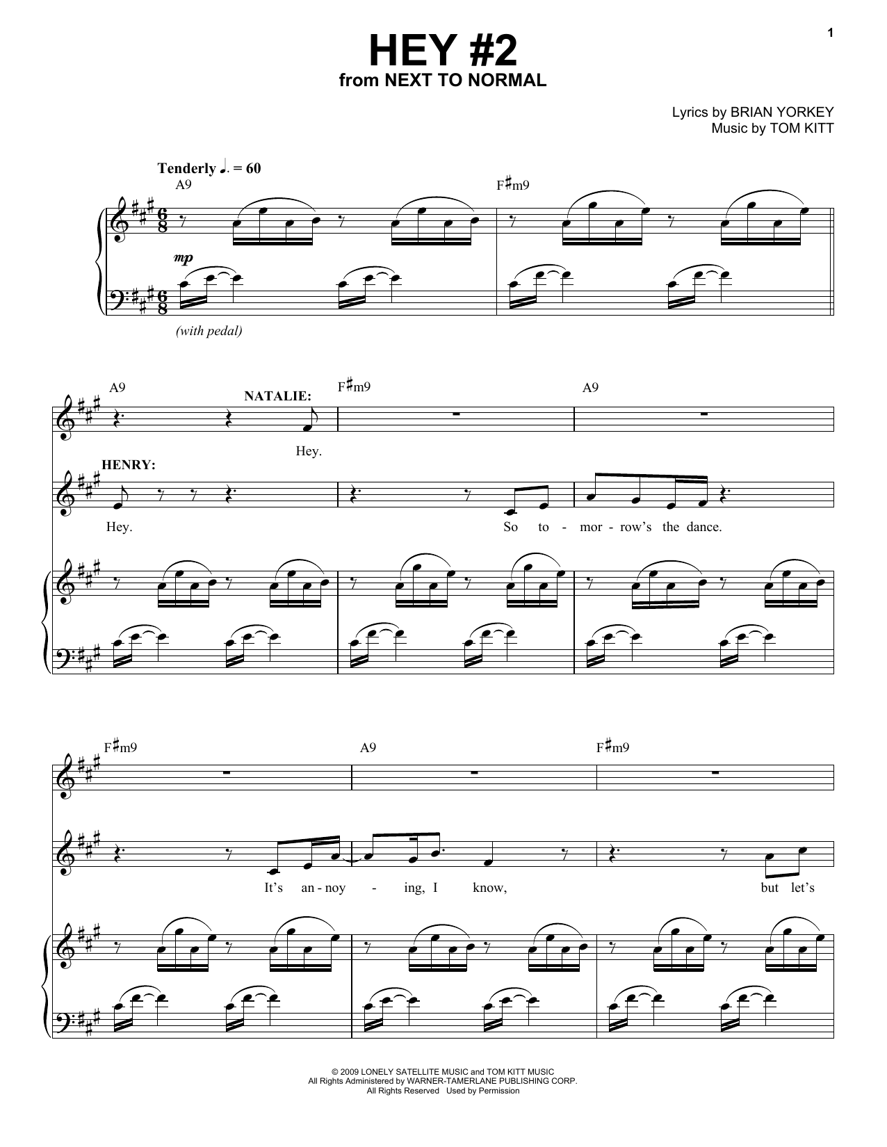 Alice Ripley & Louis Hobson Hey #2 (from Next to Normal) sheet music notes and chords arranged for Piano & Vocal