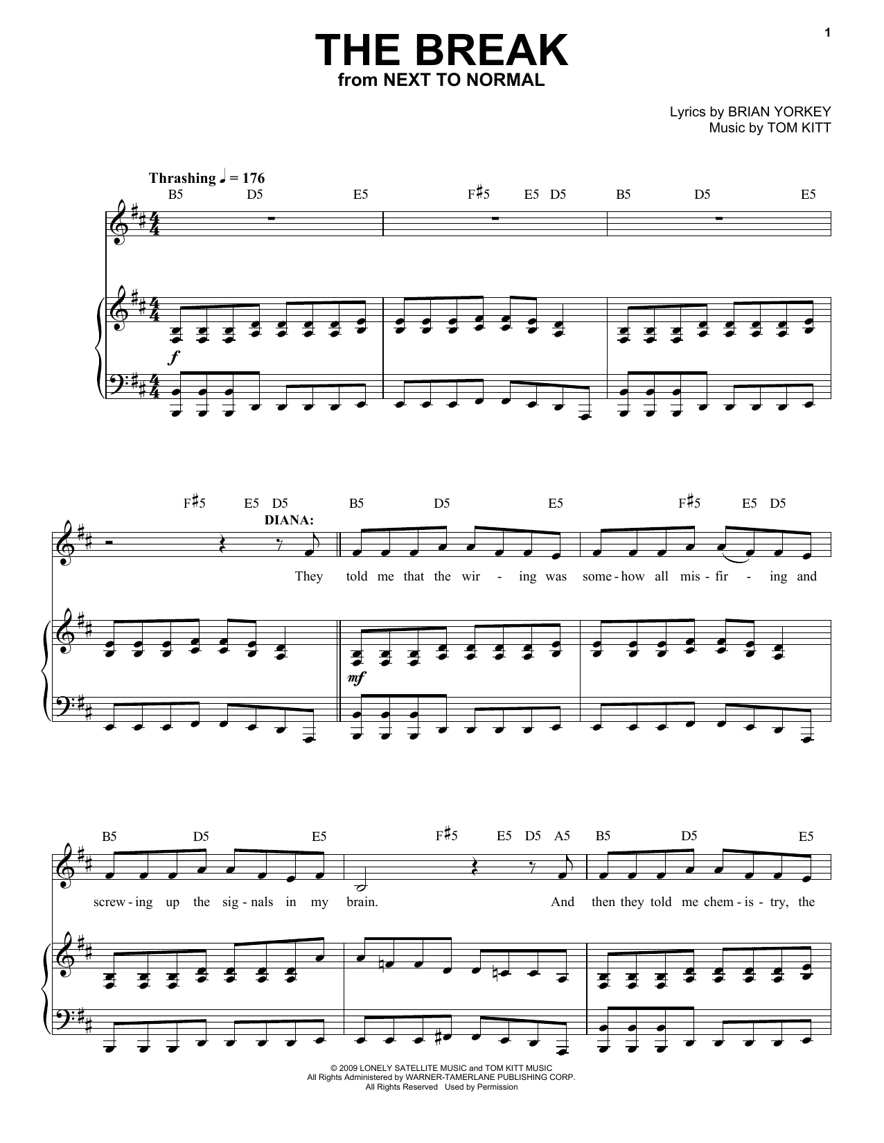 Alice Ripley The Break (from Next to Normal) sheet music notes and chords. Download Printable PDF.