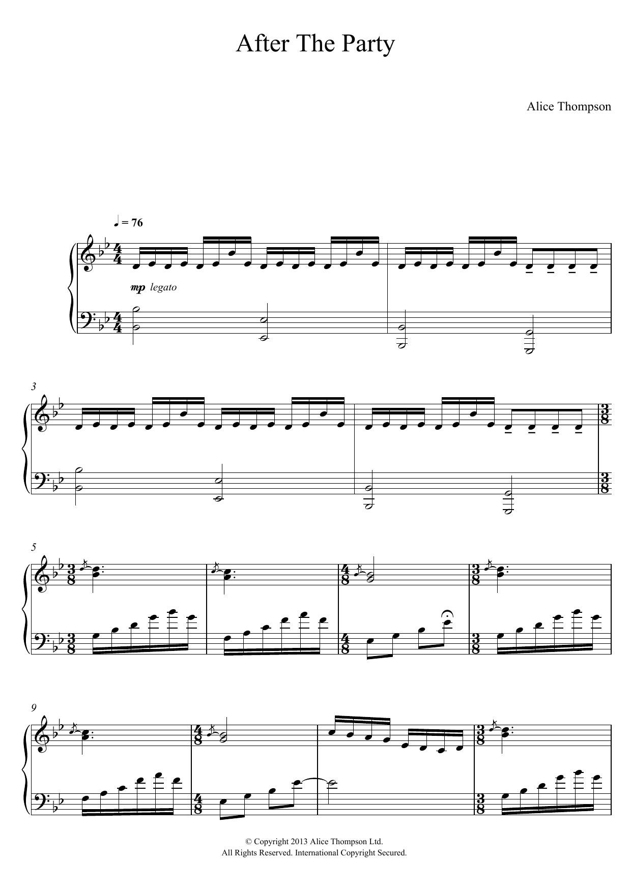 Learn to play Alice Thompson After The Party sheet music for Piano Solo in minutes. Price: 7.8900$ Alice Thompson After The Party sheet music notes and chords arranged for Piano Solo